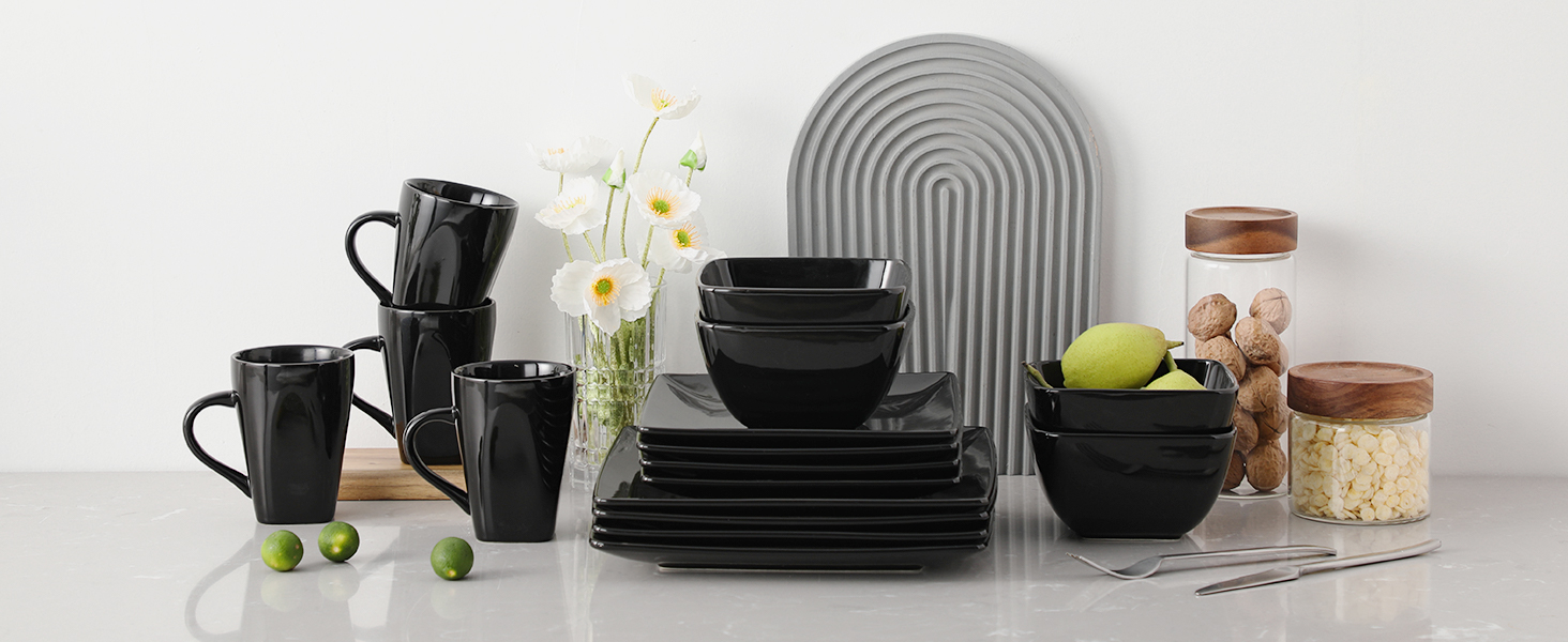 Soho Black Square Dinner Plates Dinner Sets Dining Ware Sale