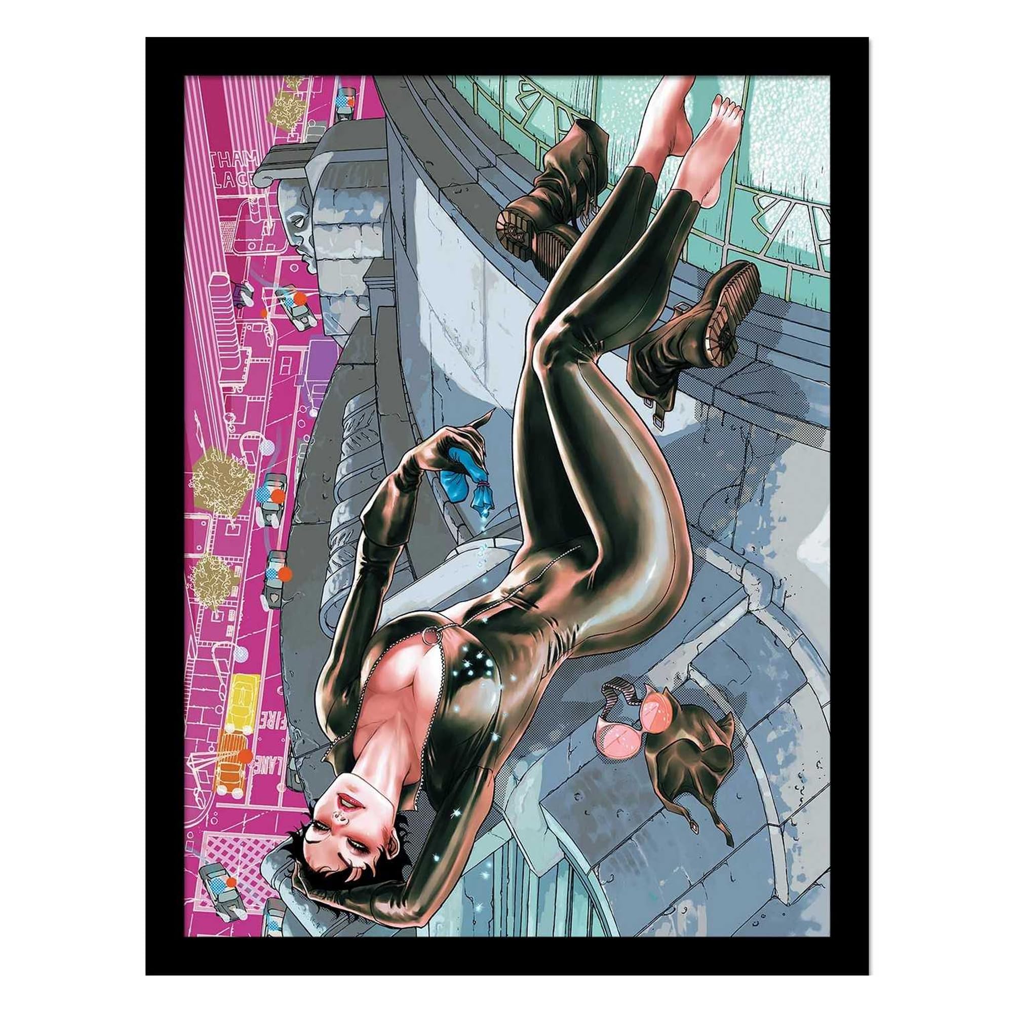 BATMAN Catwoman Around Comic Cover Print (30cm x 40cm) (Multicoloured)