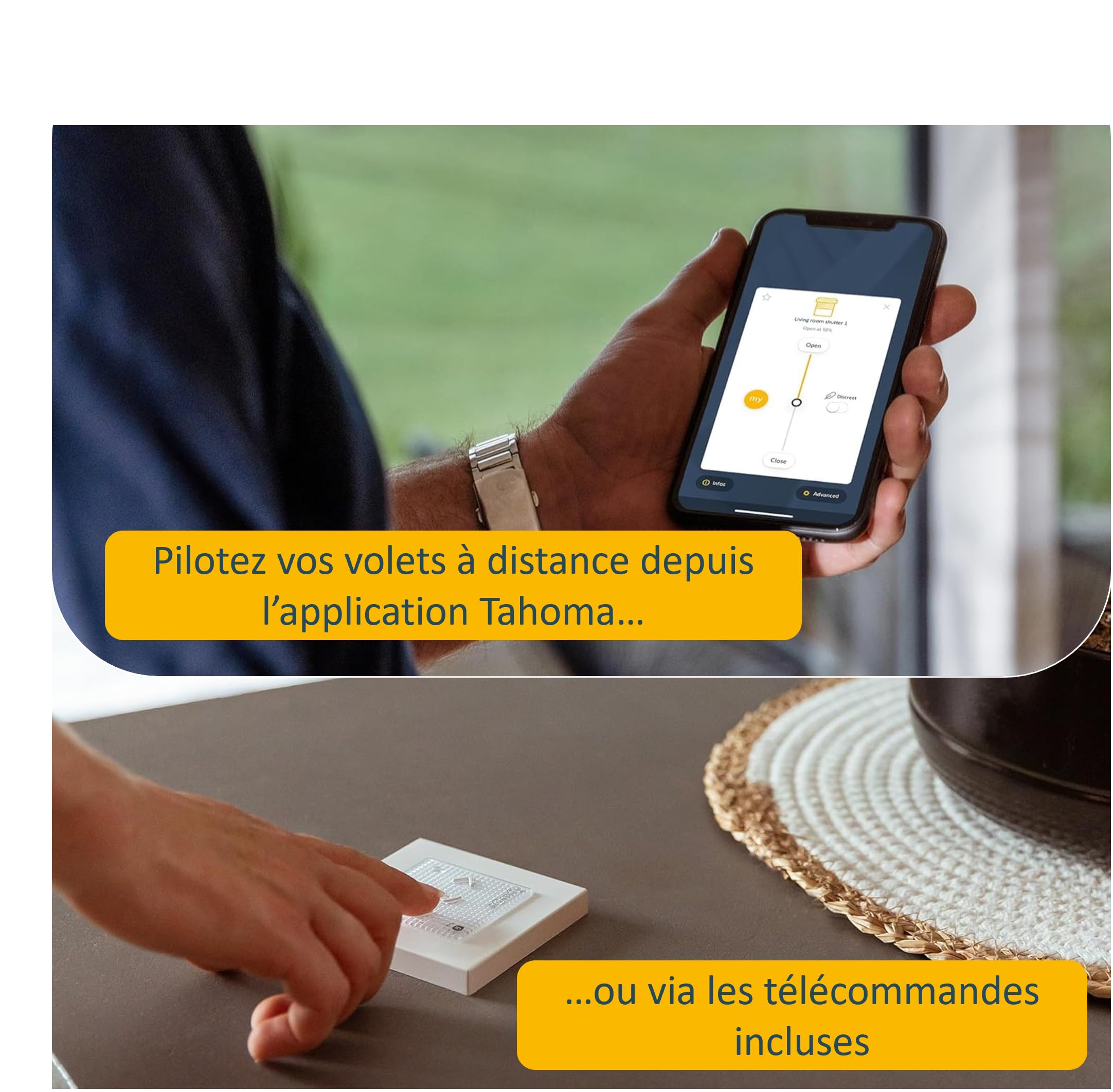 Pack Somfy Moteurs Volets Roulant, 2 Kits de motorisation RMS 1700 + 1 Box Domotique Tahoma Switch, Contrôlez Vos Volets avec Les télécommandes fournies ou à Distance avec l'application Tahoma