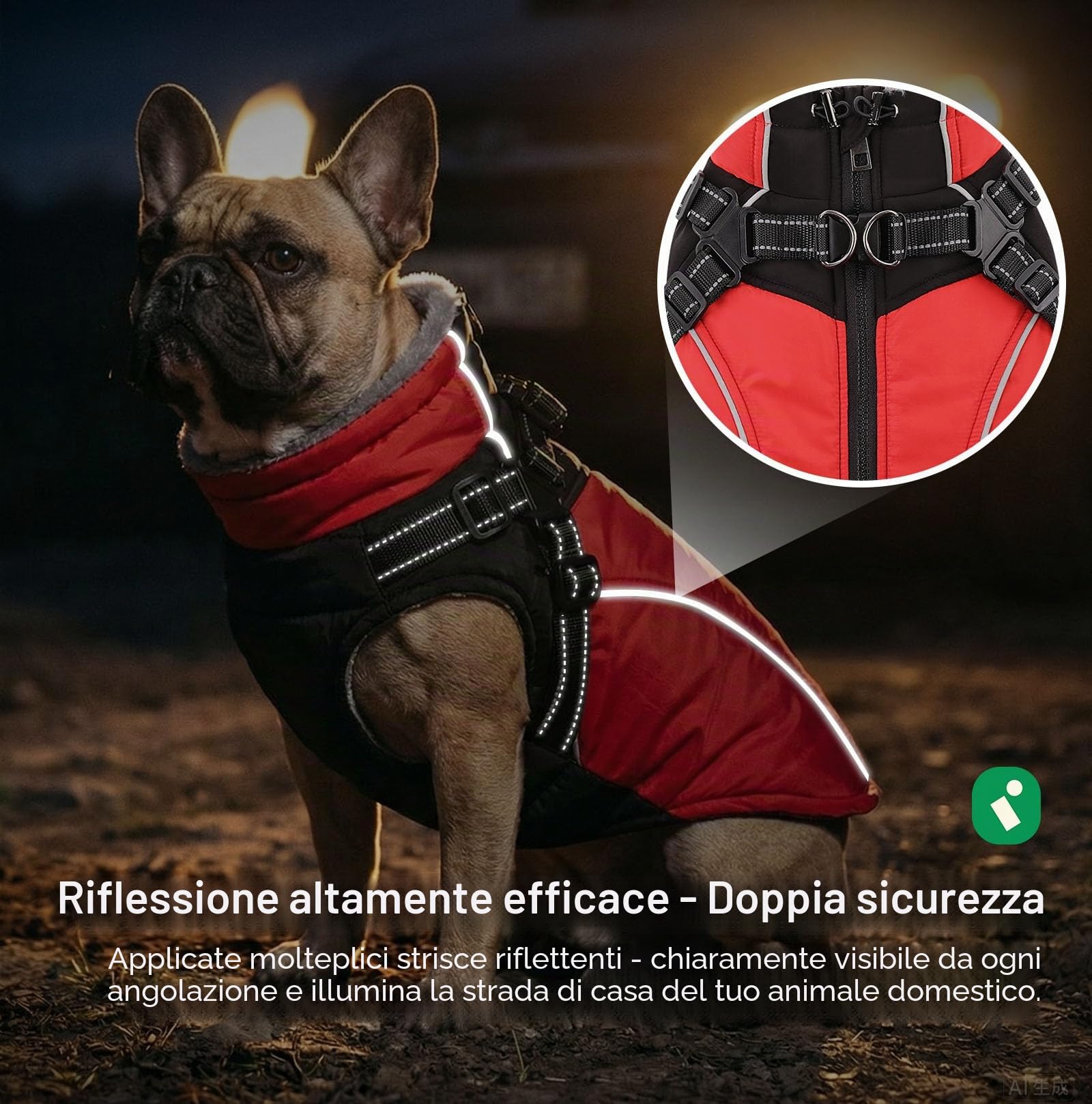 KONVINIT Cappotto Invernale Impermeabile per Cani, Foderato in Pile, Riflettente, Regolabile, XXL, Rosso