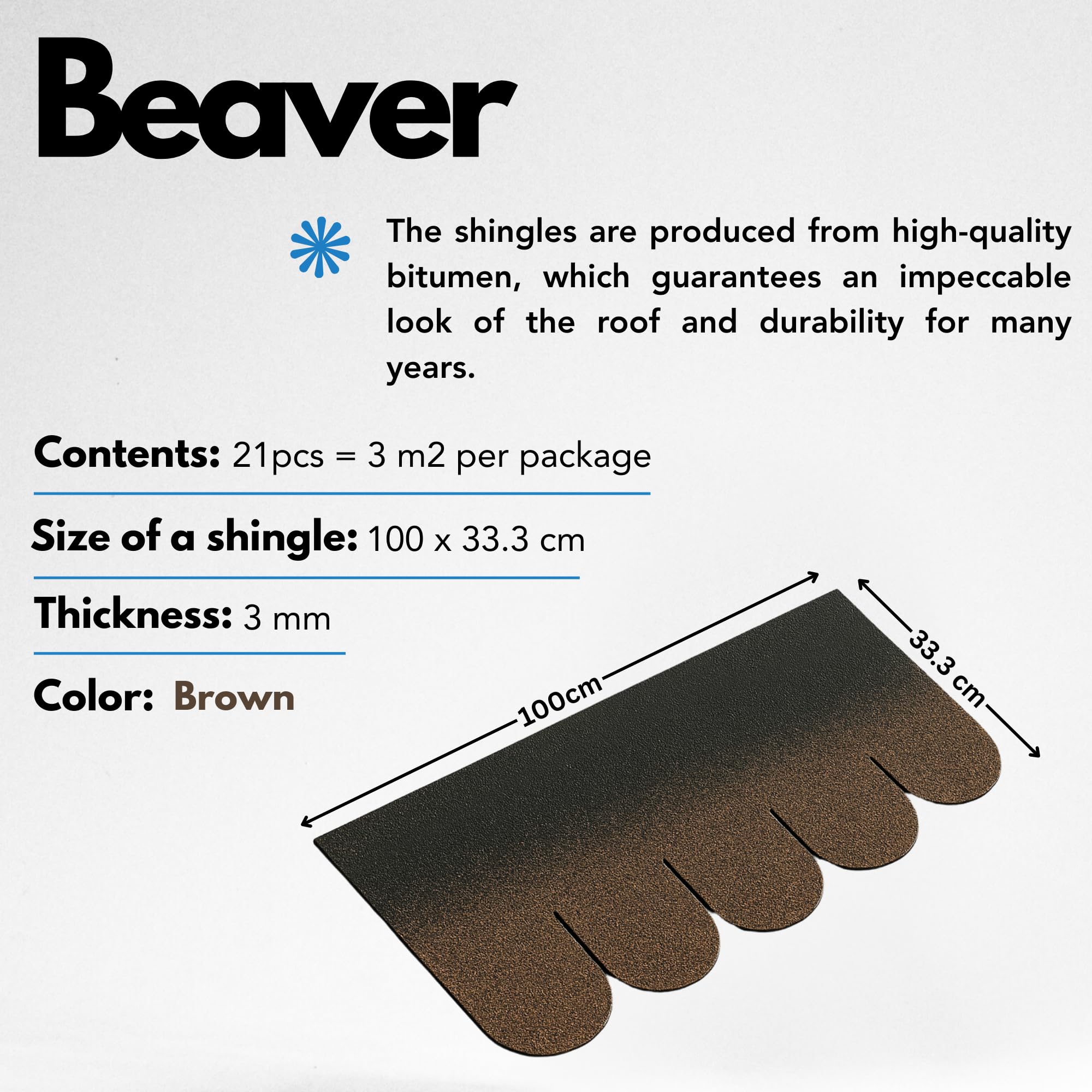 Gonty bitumiczne Beaver B-BROWN, Brązowe pokrycie dachowe bitumiczne