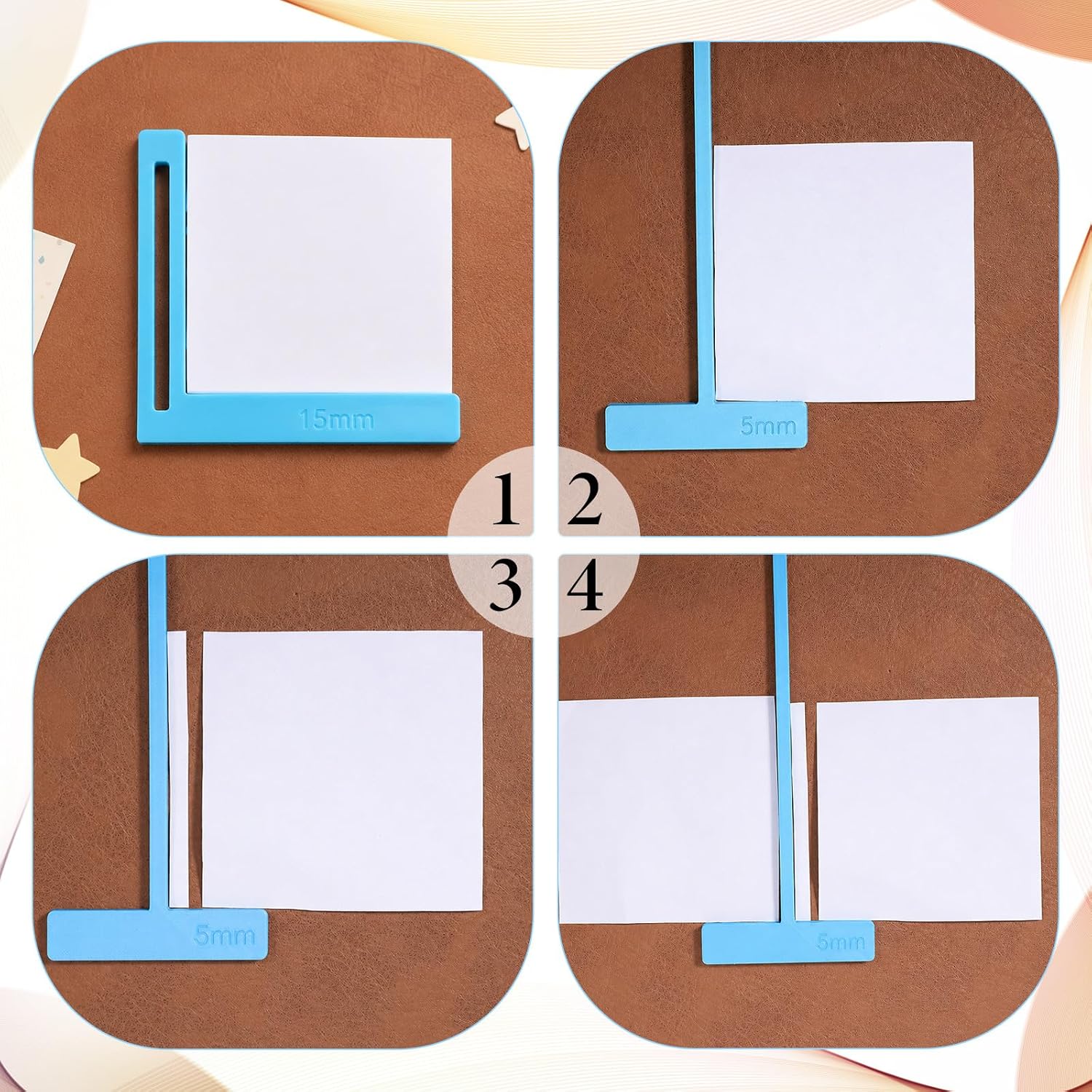 Thinp 6 Pcs Book Binding Tools, Easy Scrapbooking Tools Kit for Starter | with L Ruler+ T Ruler + I Ruler +Corner Miter+ Eyelet Guiding - Book Binding Spacers for Journals Notebook DIY Projects(Blue)