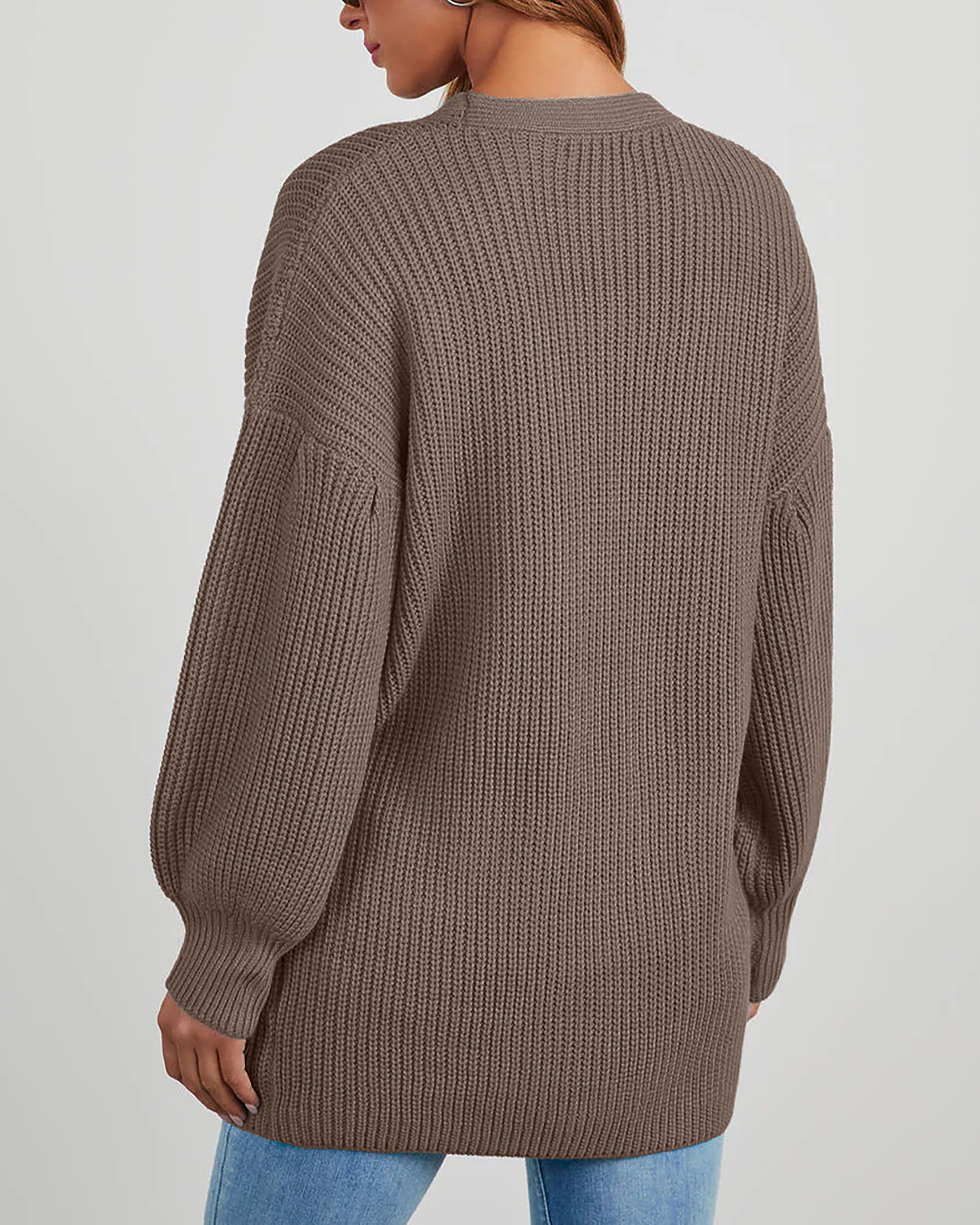 Jhsnjnr Cardigan Damen Oversize Casual Offene Front Strickmantel Pullover Herbst Langarm Warme Grobstrick Strickjacke