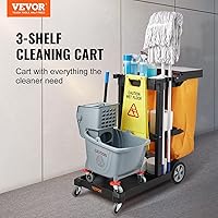 Vista 2 de VEVOR Carrito de limpieza, carrito de limpieza comercial de 3 estantes, carrito de plástico de limpieza de 200 libras de capacidad, con bolsa de PVC