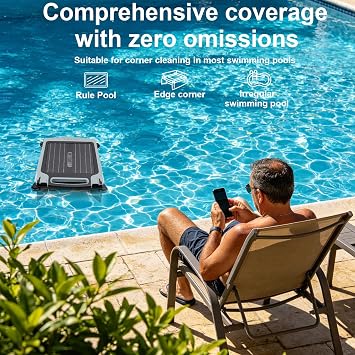 Solar Pool Skimmer Robot, App Control 24/7 Auto Cleaner