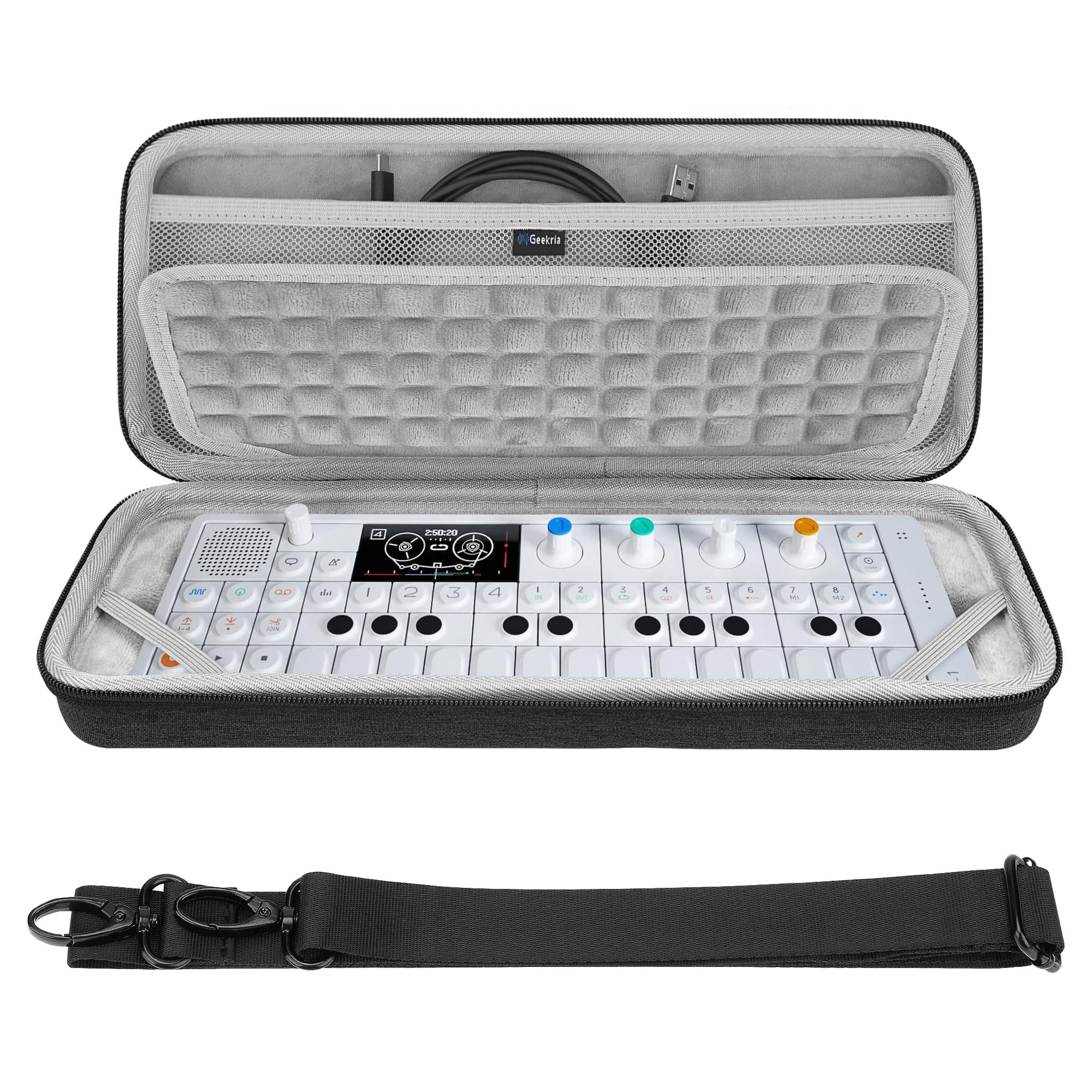 Geekria Hard Shell Travel Carrying Case, Drum Machine Bag Compatible with Teenage Engineering OP-1 Field/OP-XY Portable Synthesizer (Dark Gray)-image-27