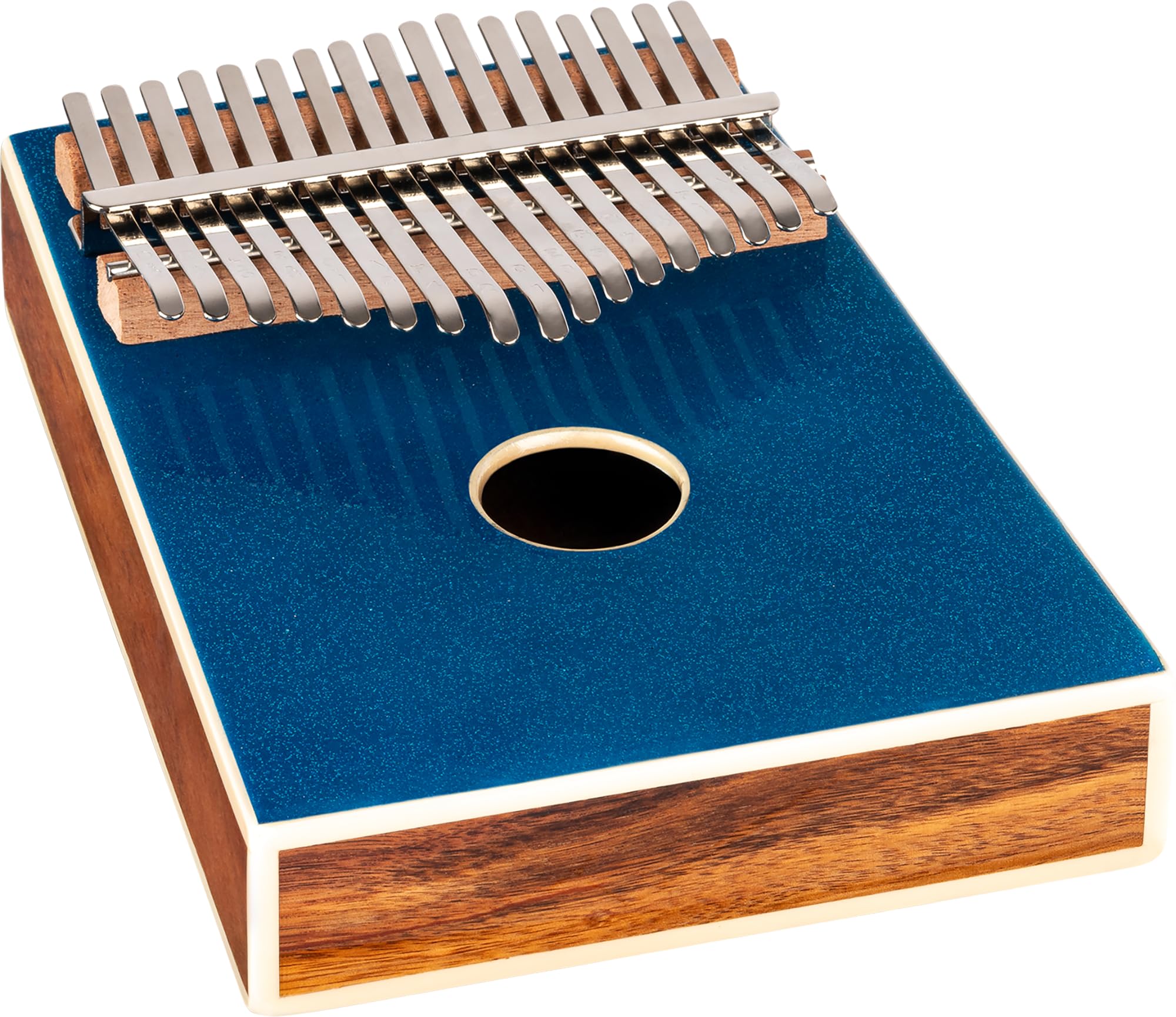 Ortega Guitars Kalimba C Major Acoustic - Serie Percussion - Piano de pulgar con 17 teclas - Incluye accesorios - Acacia, azul (OKB4-MBL)