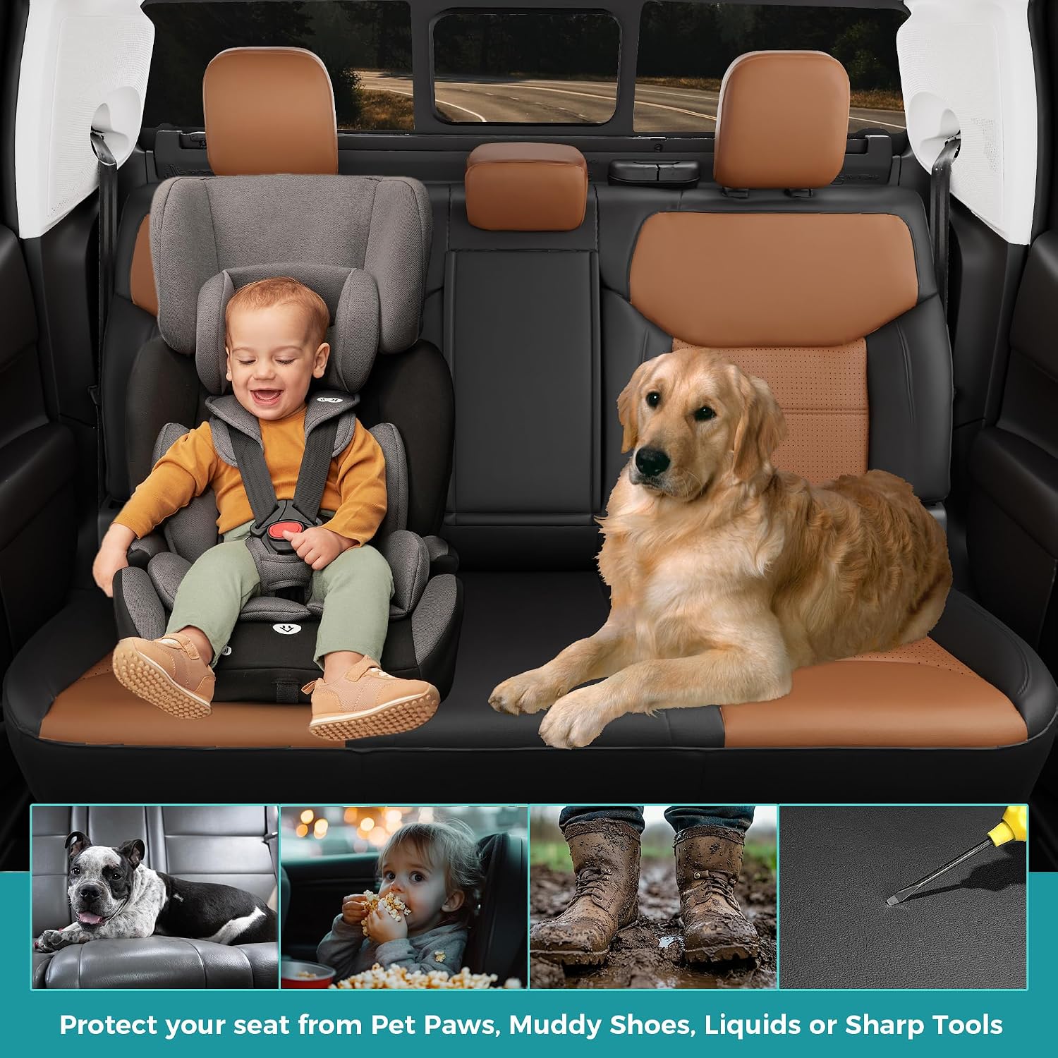 for Ford Maverick Seat Covers XL XLT Lariat Lobo Tremor 2022 2023 2024 2025 2026, Custom Fit Luxury Car Seat Covers Full Set for Ford Maverick, Waterproof Car Seat Cover, Black Brown