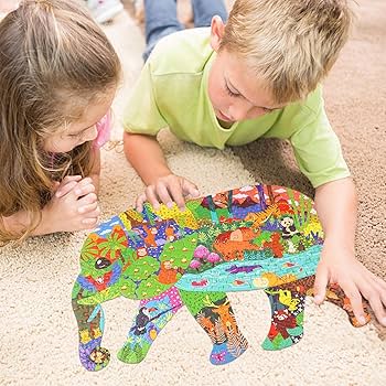 ジグソーパズル　おもちゃ屋さん Amazon.co.jp: 13 x18.5ジグソーパズル-200ピースの動物型フロア