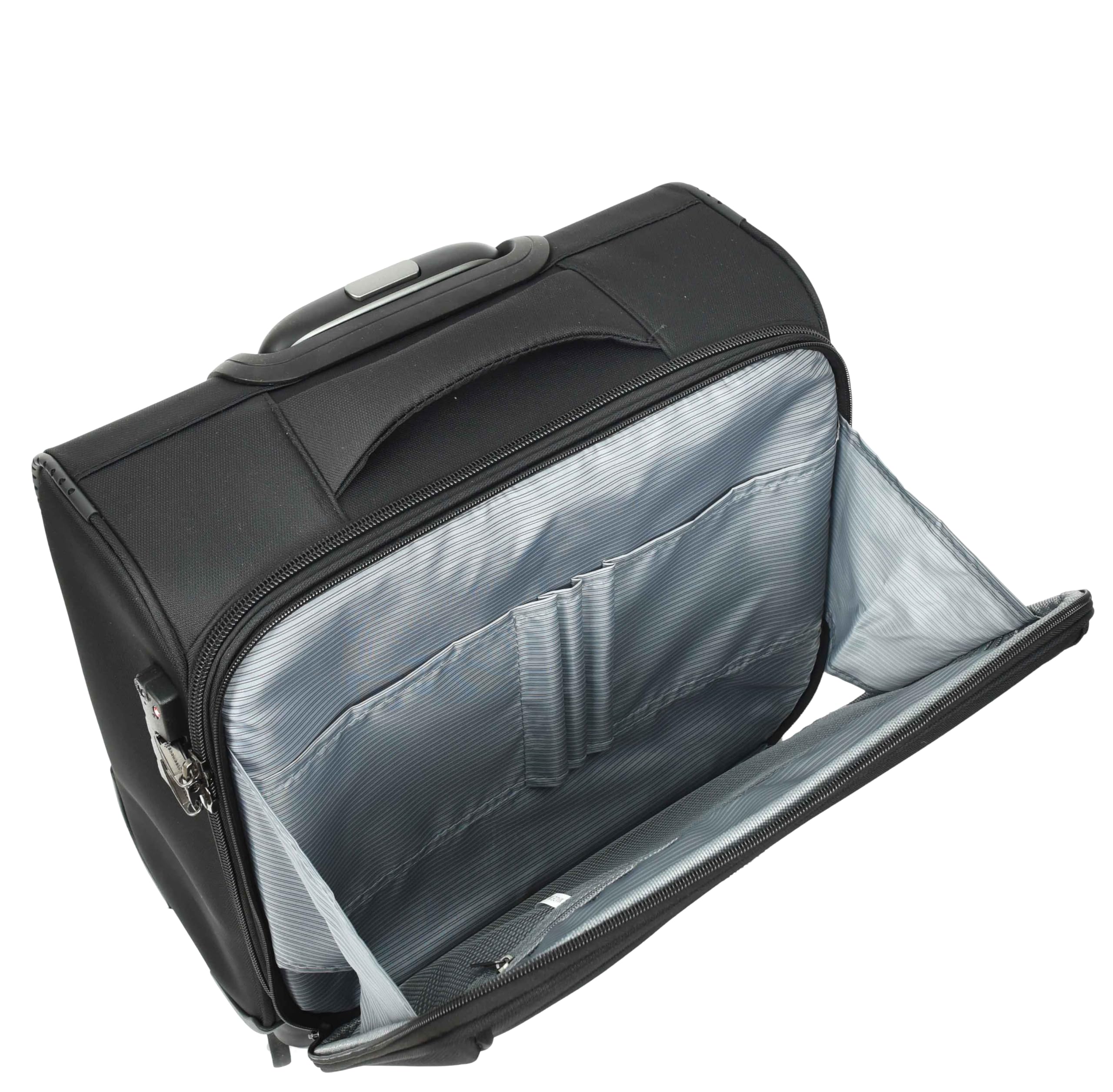 A1 FASHION GOODS Pilotenkoffer mit 4 Rädern, leicht, TSA-Schloss, Kabinengröße, Reise-Business-Tasche, Crew, Schwarz , S, Softcase Pilotenkoffer auf Rollen