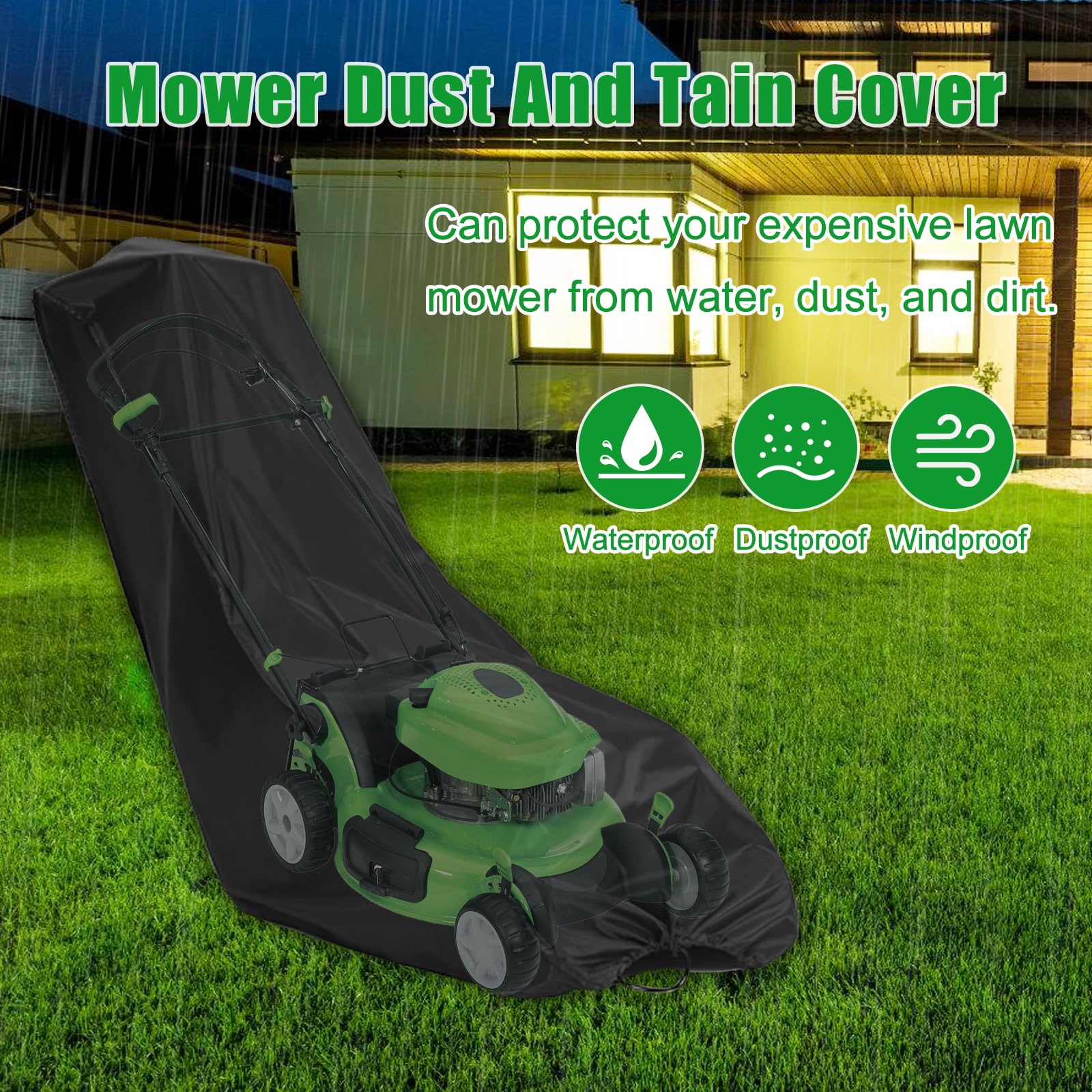 Copertura Tosaerba Impermeabile 195x66x112cm - Con Cordino E Borsa Di Stoccaggio - Foto 4