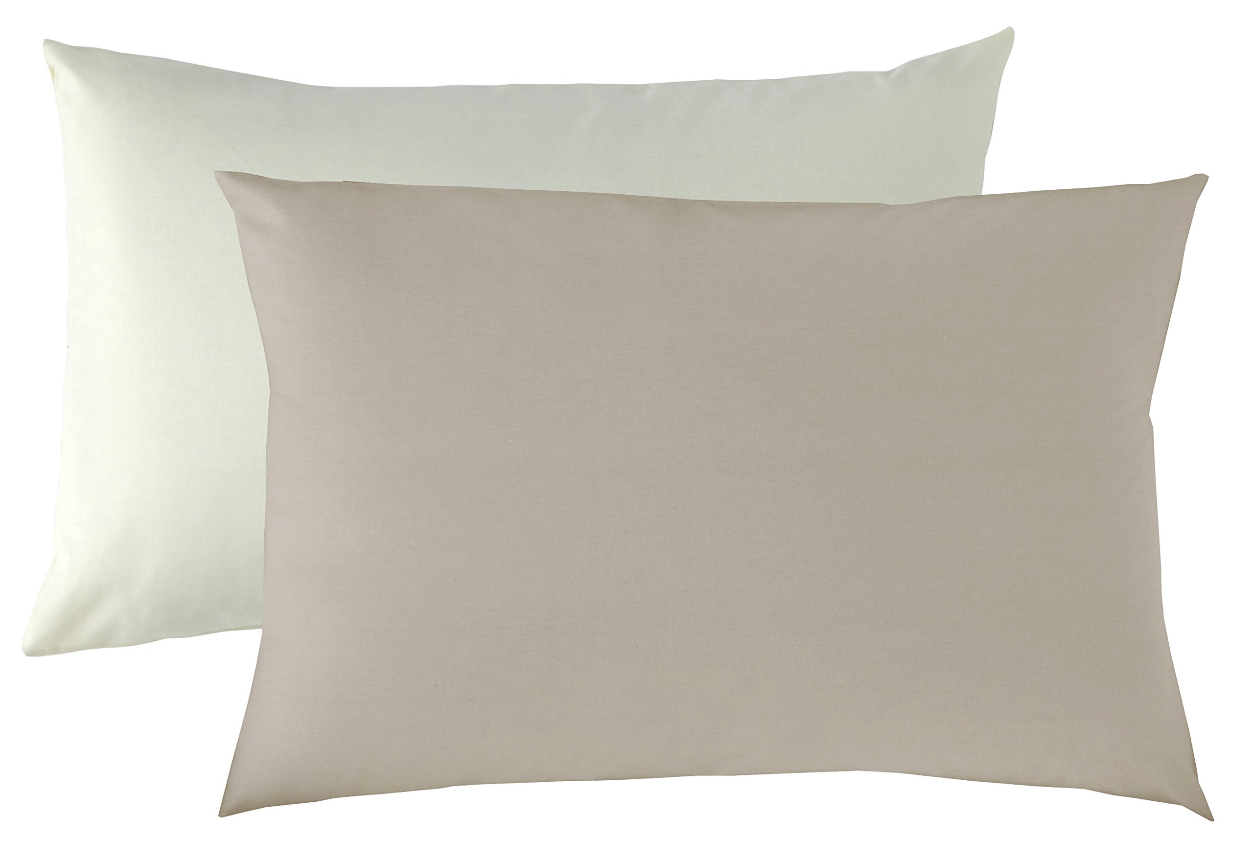 P'tit Basile - Taie d'oreiller 40x60 cm Enfant bébé - 100% Coton Bio certifié - Collection Chouette - Bicolore écru et Marron Taupe - Tissage serré 57 Fils pour lit 60x120 70x140 cm Berceau couffin
