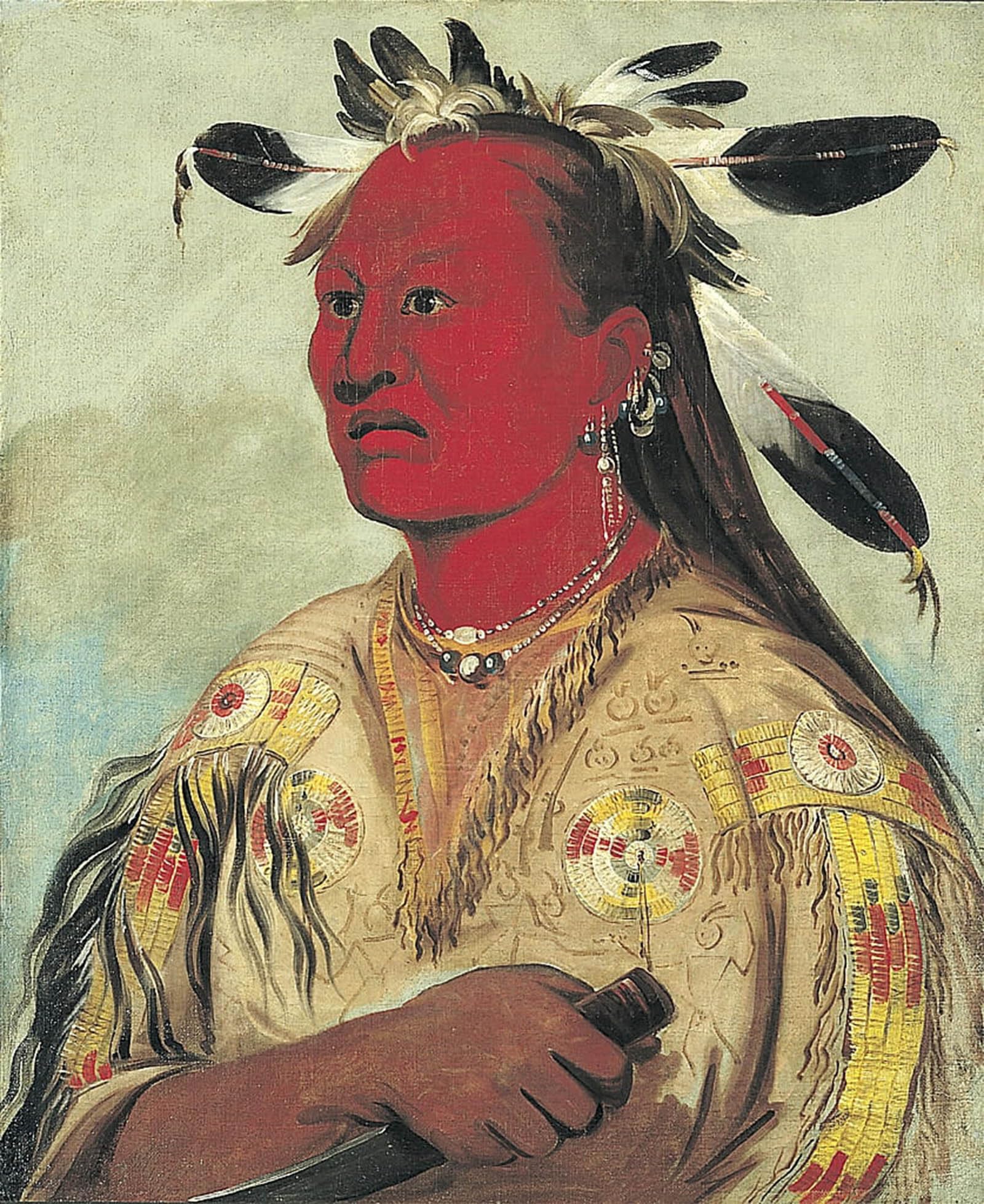 POSTERIIk Famous Animal Posters Vintage Picture Bloody Hand Chief of the Tribe by George Catlin Modern Wall Decor for Home Decor 60x90cm