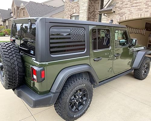 Miniatura 6 de Calcomanía de bandera estadounidense para ventana trasera compatible con Jeep Wrangler JL JLU 2018-2024 2025 (versión de 4 puertas), calcomanía de