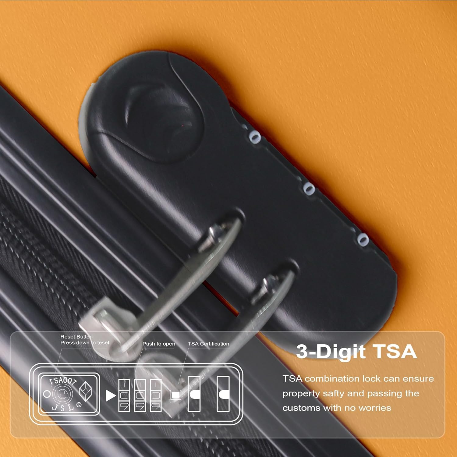 Luggage Sets ABS Hardshell 3pcs Luggage, Lightweight Durable Suitcase sets Spinner Wheels Suitcase 20''24''28'' (Yellow)