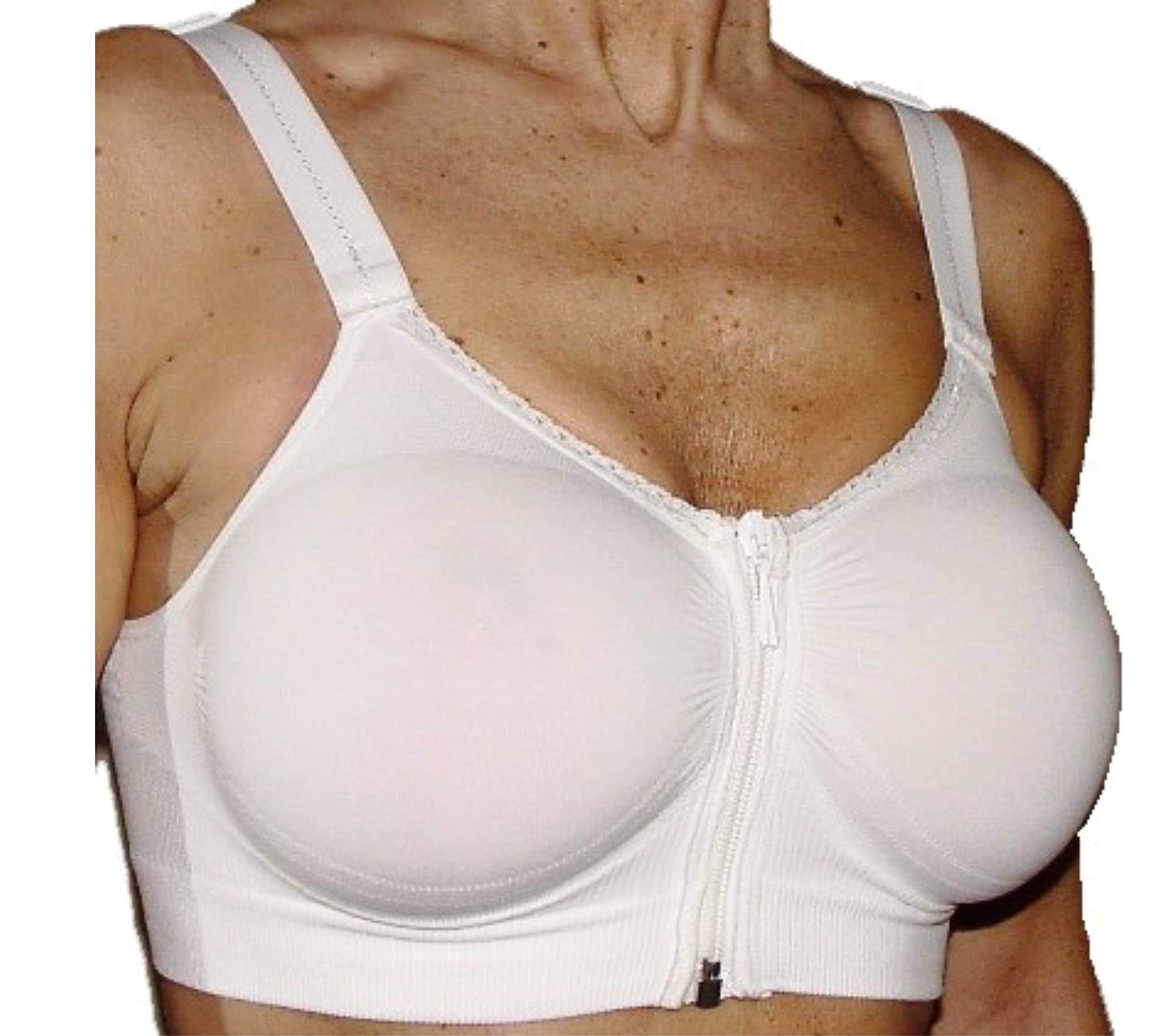 CzSalus Reggiseno con Zip Frontale, Senza Ferretti, Adatto Dopo Aumento Seno
