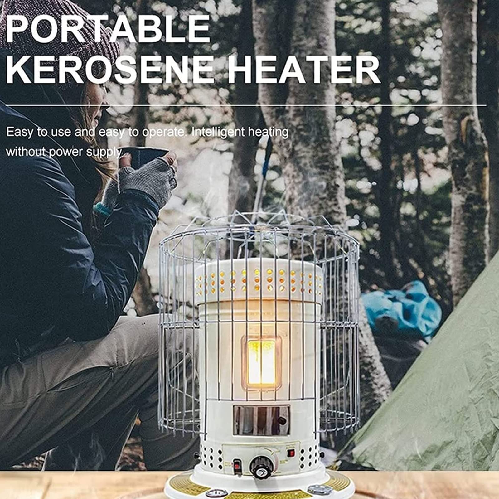 7.8L Petroleumofen mit Löschautomatik für Den Innen- und AußEnbereich,Tragbarer Heizung Ohne Strom für Haus,Terrasse,Camping,Eisfischen,Mobile Multifunktionale Petroleum Heizung für Notheizung,Weiß,B