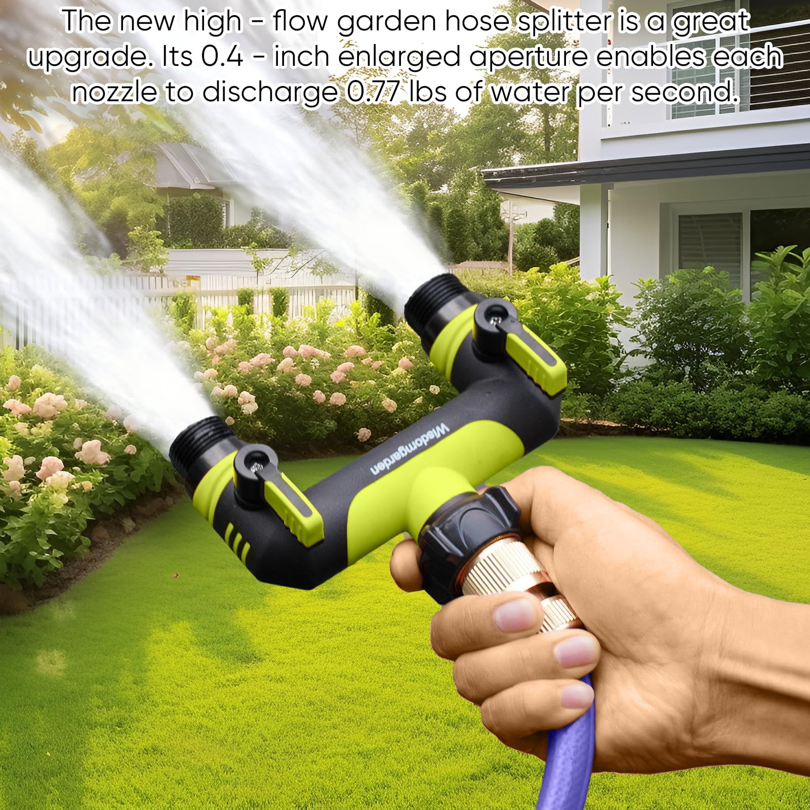 Wisdomgarden Distributore a 2 Vie, distributore dell'Acqua, Doppio Collegamento simultaneo di 2 dispositivi al Rubinetto, Adatto per interruttori di irrigazione e Tubi dell'Acqua, Verde con Nero