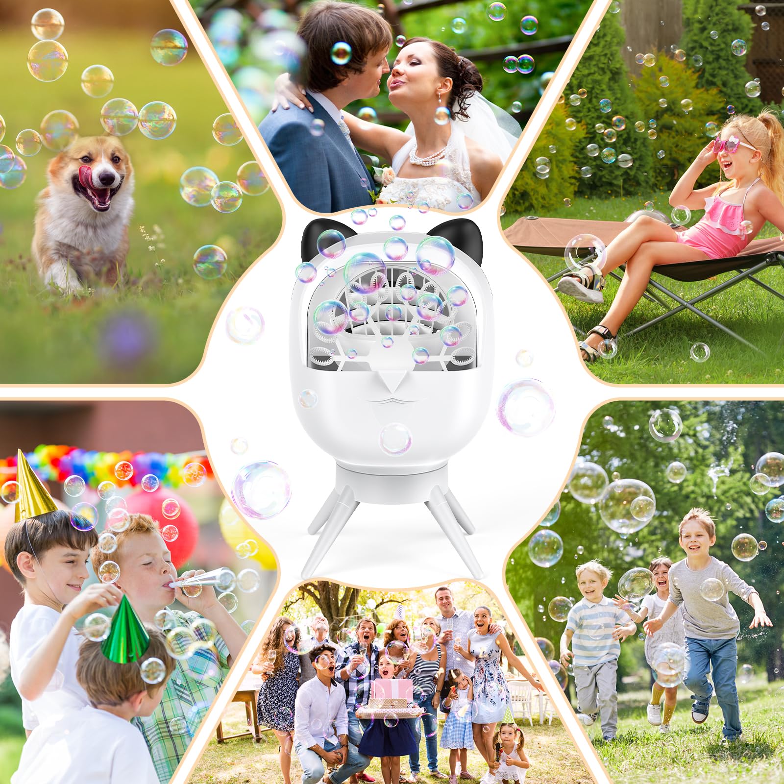 bedee Seifenblasenmaschine Automatische Blasenmacher für Kinder: Blasenmaschine 18000 Seifenblasen Pro Min mit 500ml Tank Tragbare Blasenspielzeug mit 90°/180° Drehung für Party Hochzeit Geburtstag