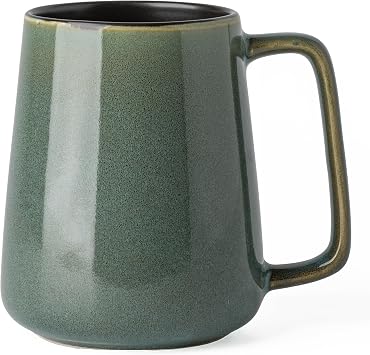 24 oz Oversized Heavyweight Ceramic Coffee Mug, Extra Large Mug with Reactive Glaze & Wide Bottom, Prop 65 Compliant, Microwave & Dishwasher Safe, for Coffee Lovers & Gifting Green