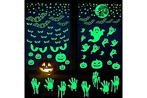 173 Piece Halloween Glow Window Clings - Spooky Night Atmosphere