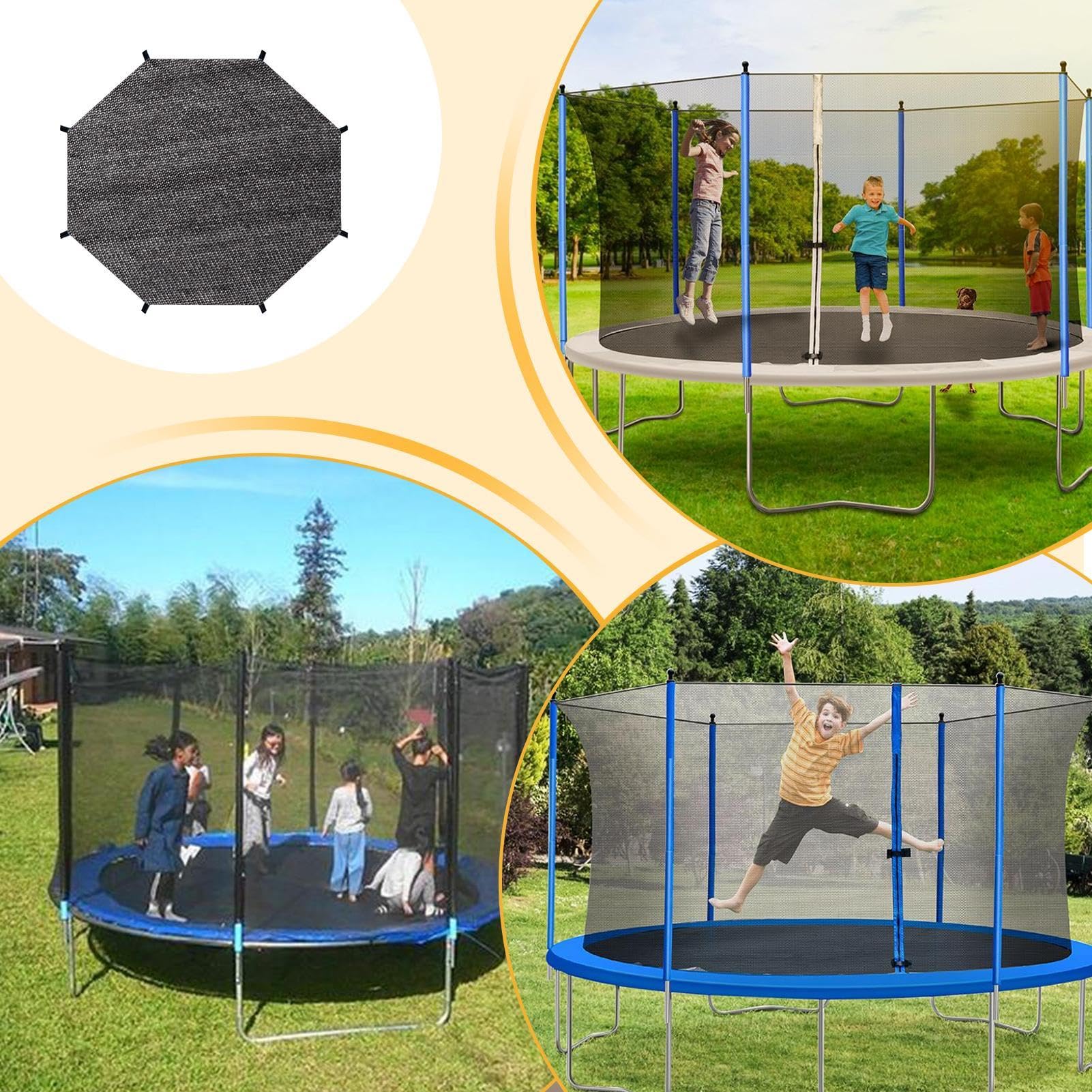 Couverture solaire pour trampoline | Toile d'ombrage pour trampoline | Toile d'ombrage imperméable pour trampoline | Couverture solaire facile à installer adaptée pour l'extérieur, l'aire de jeux dans
