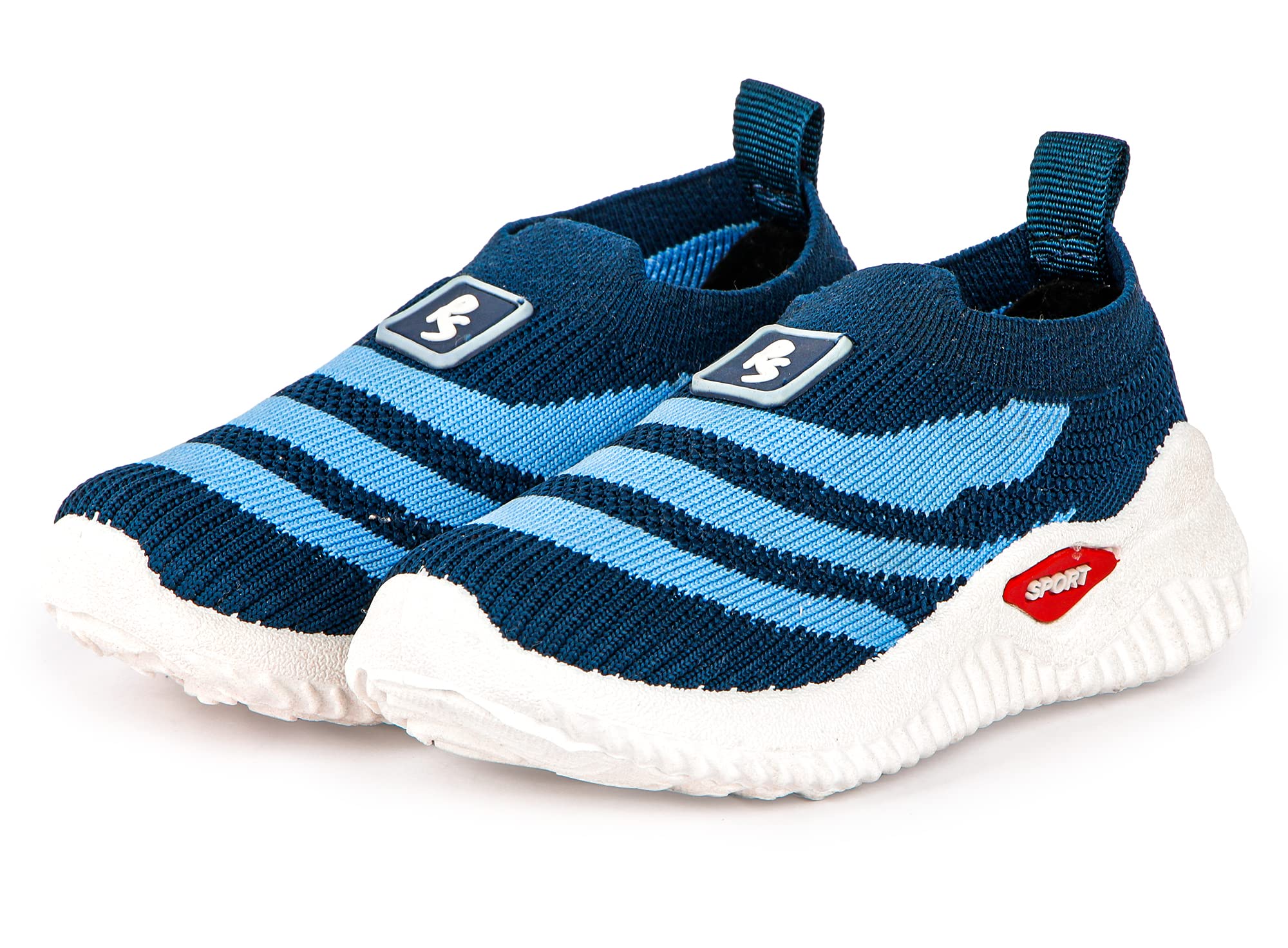 RU SHAZZ Casual Shoes for 2.5 Years to 3 Years Kids Boys & Girls Sporty Stripped Non Woven Sporty Stripped Design Slip-On Light Weight Sneakers for Toddler -Size-8, Color-Teal Blue (B0C43MTXVM) Amazon Price History, Amazon Price Tracker