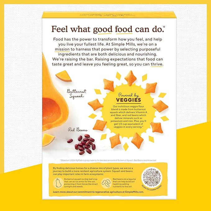 Galletas Snack Simple Mills Pop Mmms Sabor Cheddar, Sin Gluten, 4 Onzas (Paquete de 6) miniatura 5