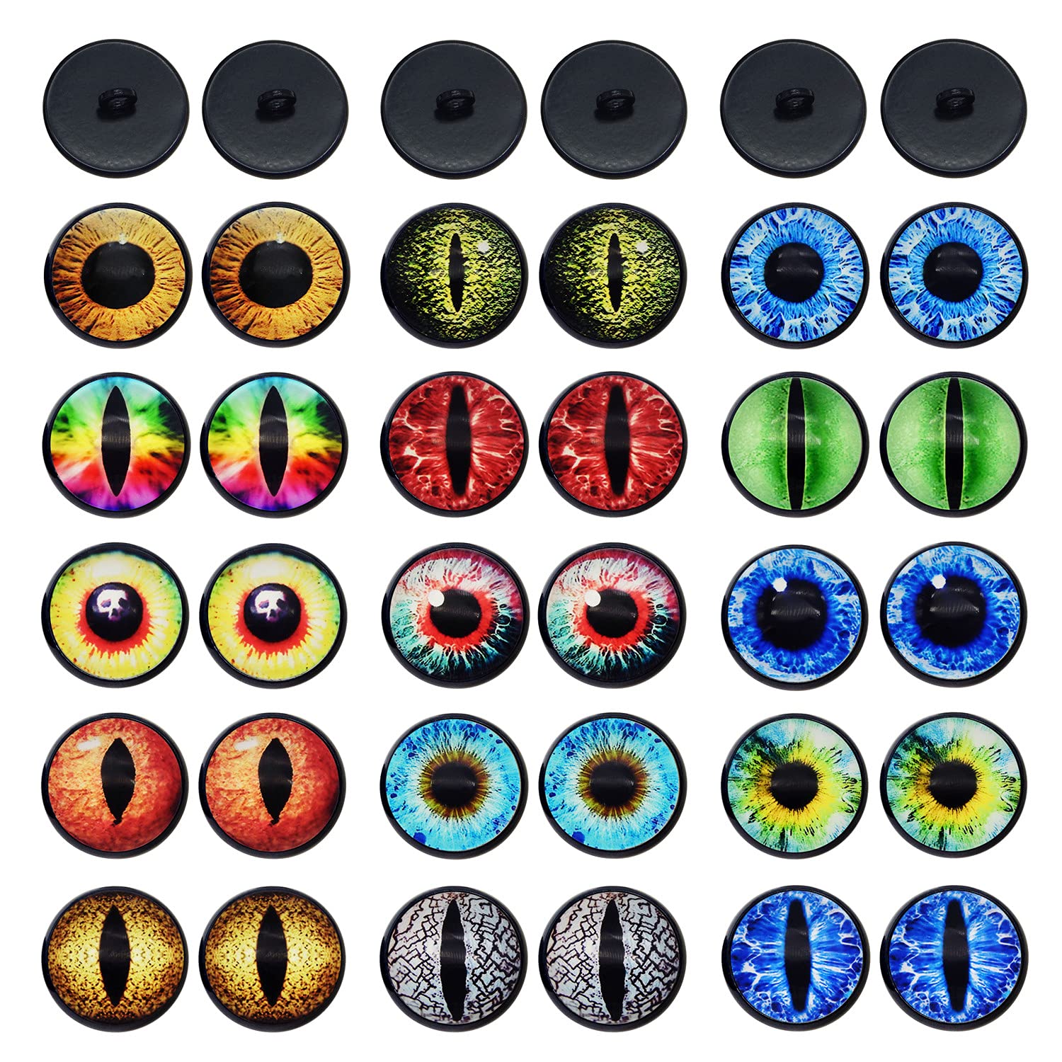 12mm 15pairs Sew on Eyes for Animals Bear Crochet Amigurumi Buttons Crafts Accessories Fantasy Dragon Eye Glass Pupil Eyeball