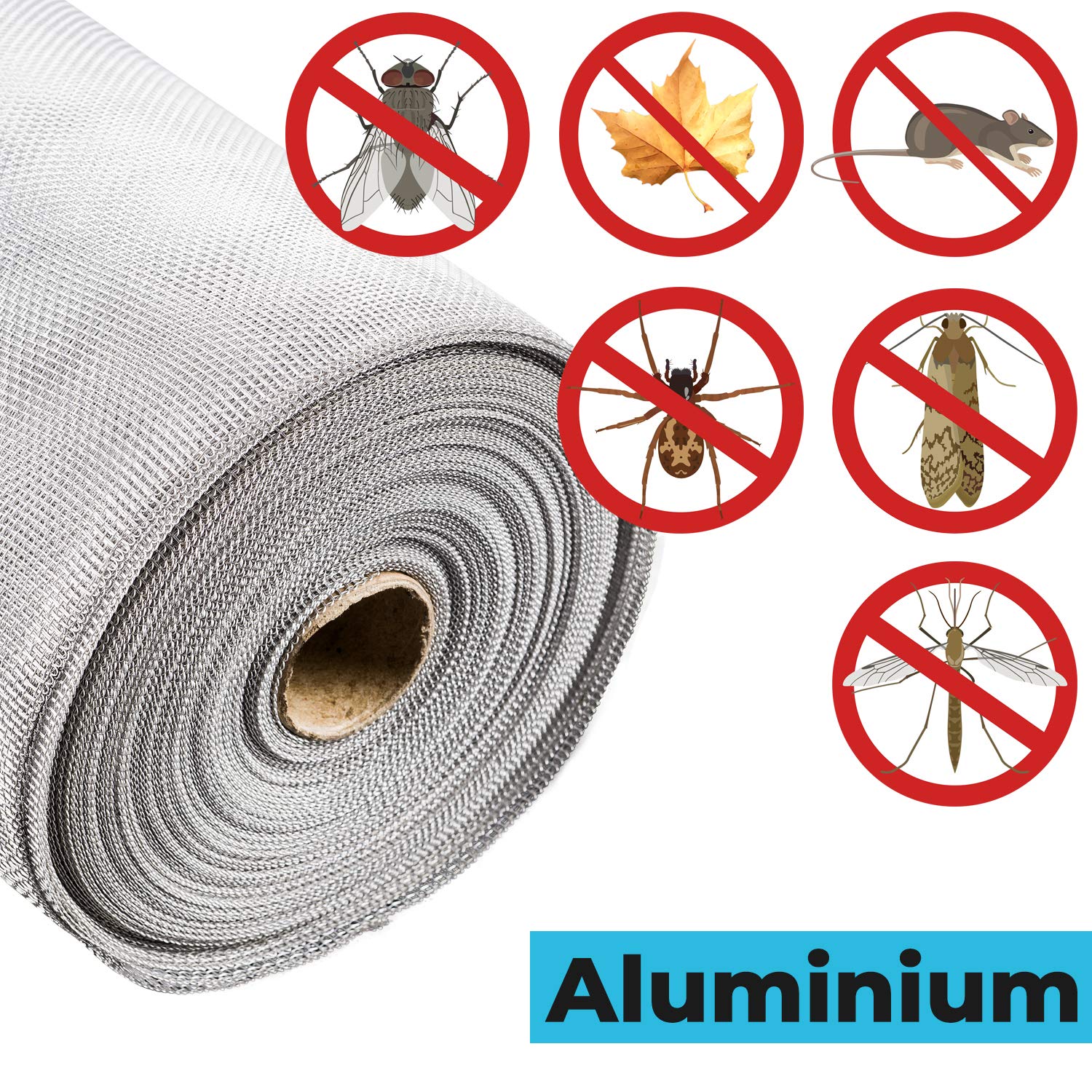 Moskitiera aluminiowa przeciw owadom | siatka aluminiowa przeciw szczurom, myszom, muchom Stahllia" | aluminium | dł. x szer.: 300 x 150 cm