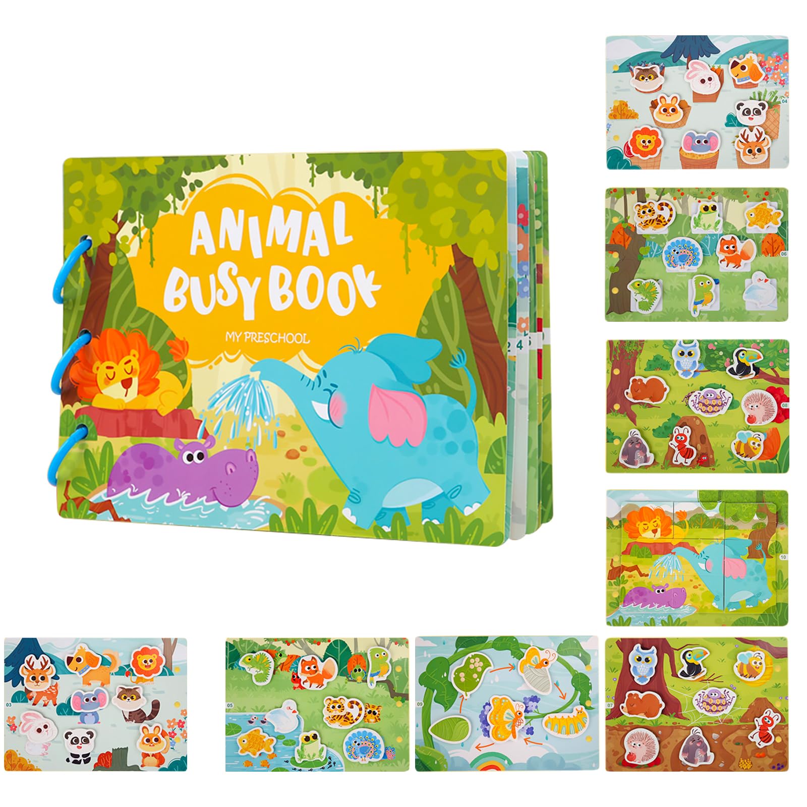 KUKUTrue Montessori Toy 1 2 3 Years, Animal Busy Book, 1 Year Old Toys, Busy Board 1 Year Old, Sensory Board, Fine Motor Skills, Gift 13 Kids Boys Girls