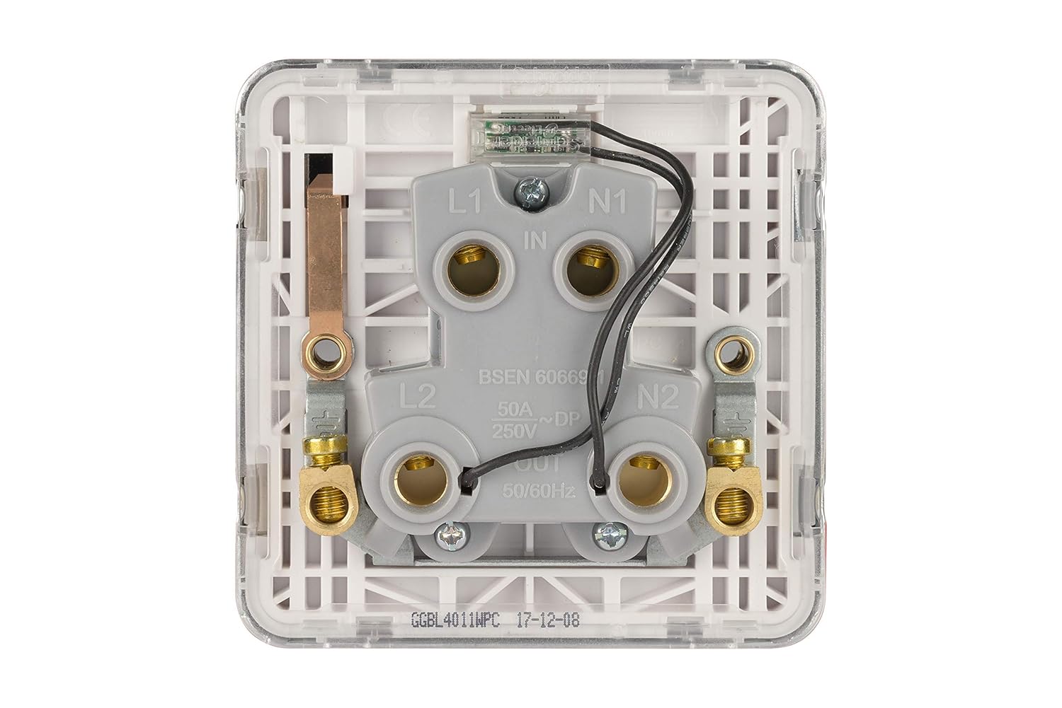Schneider Electric Lisse Screwless Deco, Single High Current Light Switch with Neon Indicator, Double Pole, 50A, GGBL4011WPC - Image 5