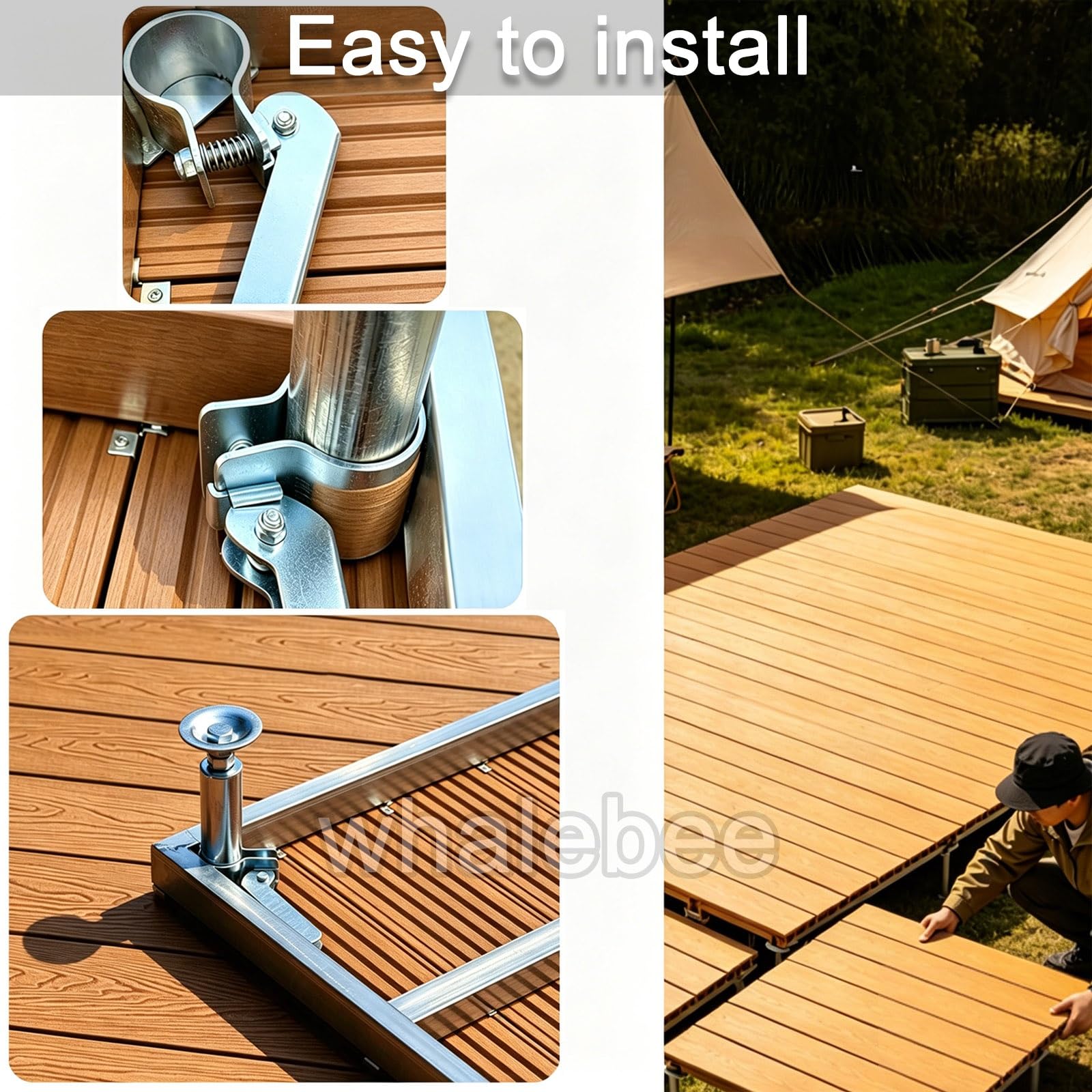 Terrassendielen WPC Bodenfliese 84×84cm Klicksystem(Brown,84x84x20cm)