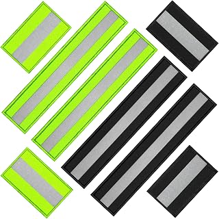 8 Piece Reflective Safety Patch Set with Dual Sizes for Night Workers, Firefighters, Dog Tactical Undershirts, Compatible with Sportswear rain Jackets Police Rescue Gear(Green Black)