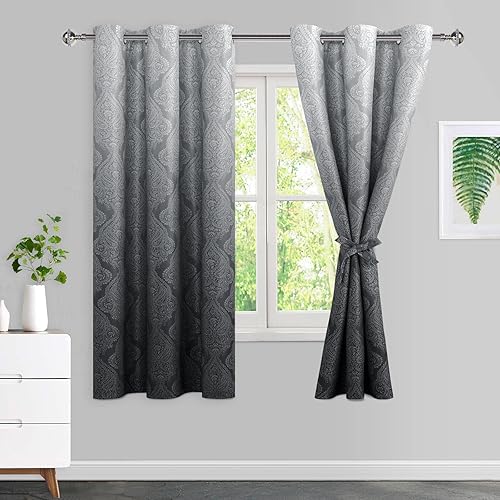 JIUZHEN Damask - Cortinas opacas degradadas para dormitorio, con aislamiento térmico, ahorro de energía y reducción de ruido, cortinas degradadas