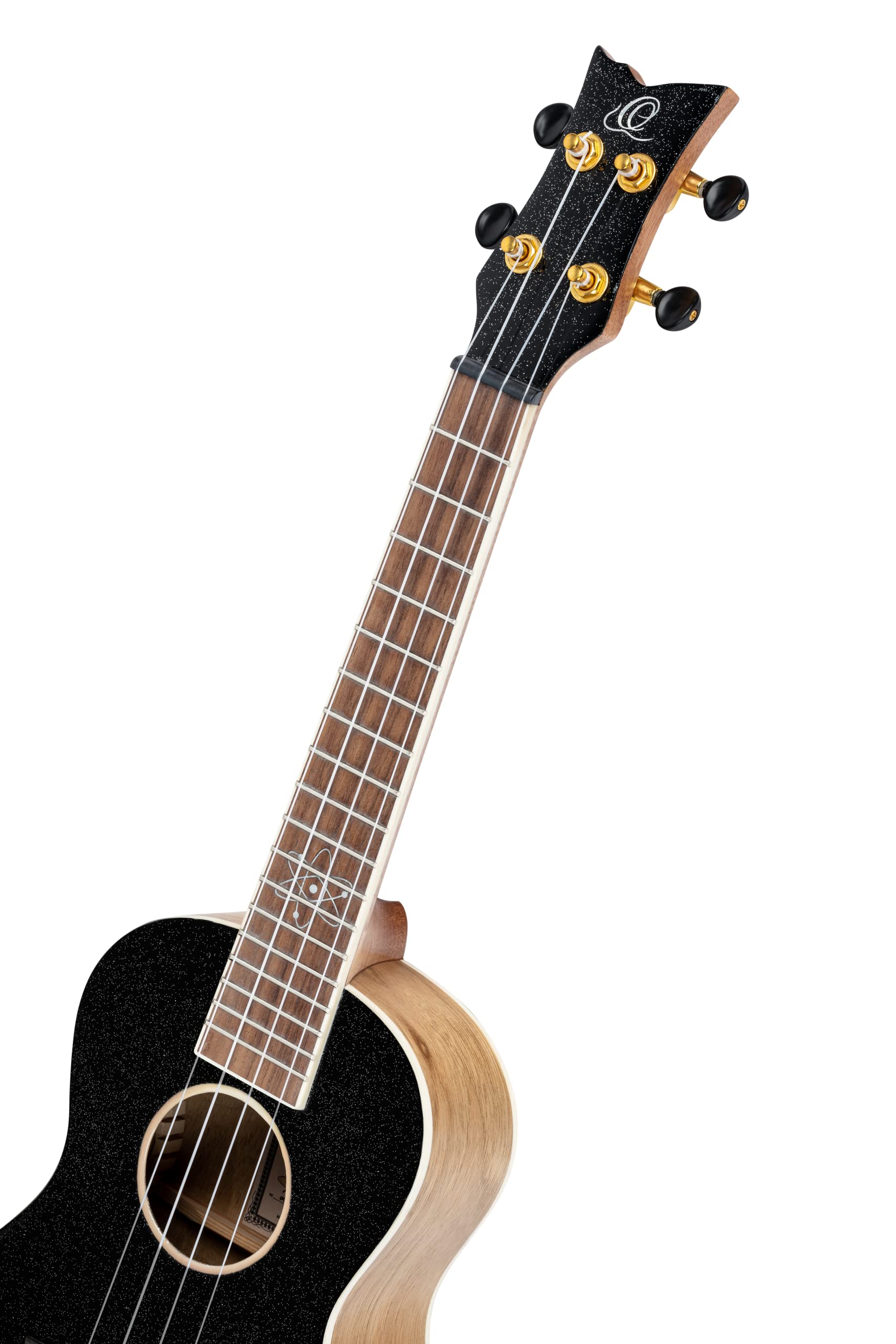 Ortega Guitars Ukulélé Concert Acoustique – Série Element – Housse Incluse – Épicéa, Noir (RUEL-MBK)
