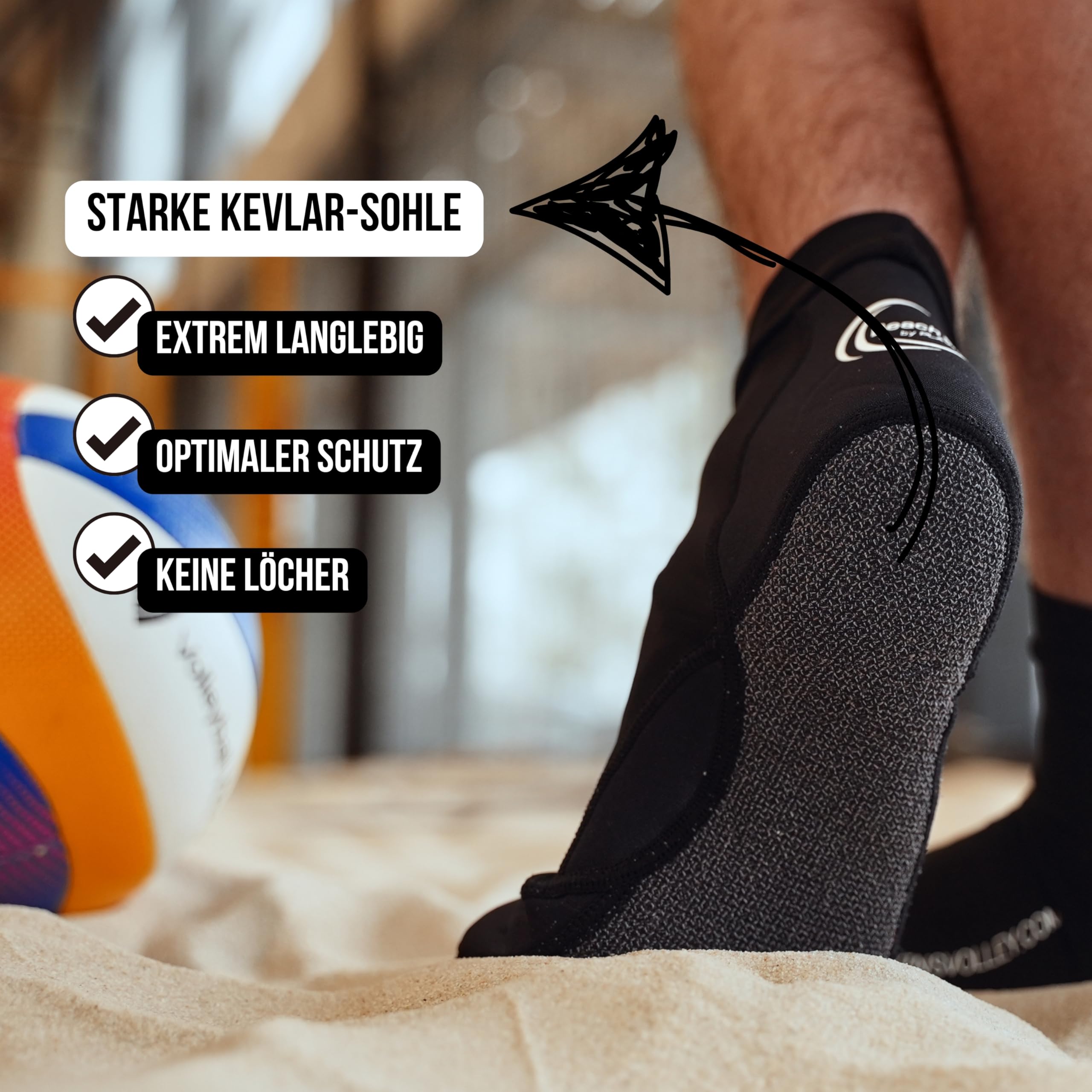 Profi-Design Beachsocken für Sport am Strand – Beachvolleyball, Fußball, Tennis