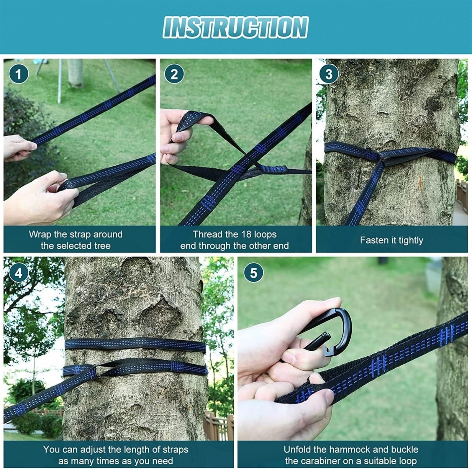 Hamak Ultralekki, Hammock 300x200 Cm 2-osobowy Hamak Z Plecakiem Drzewny Podwójny Camping Przenośny Na Kemping na Kemping, na Zewnątrz