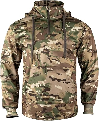 LOOGU Sudadera con capucha de camuflaje para hombre, forro polar, con bolsillo de canguro para caza, senderismo, pesca