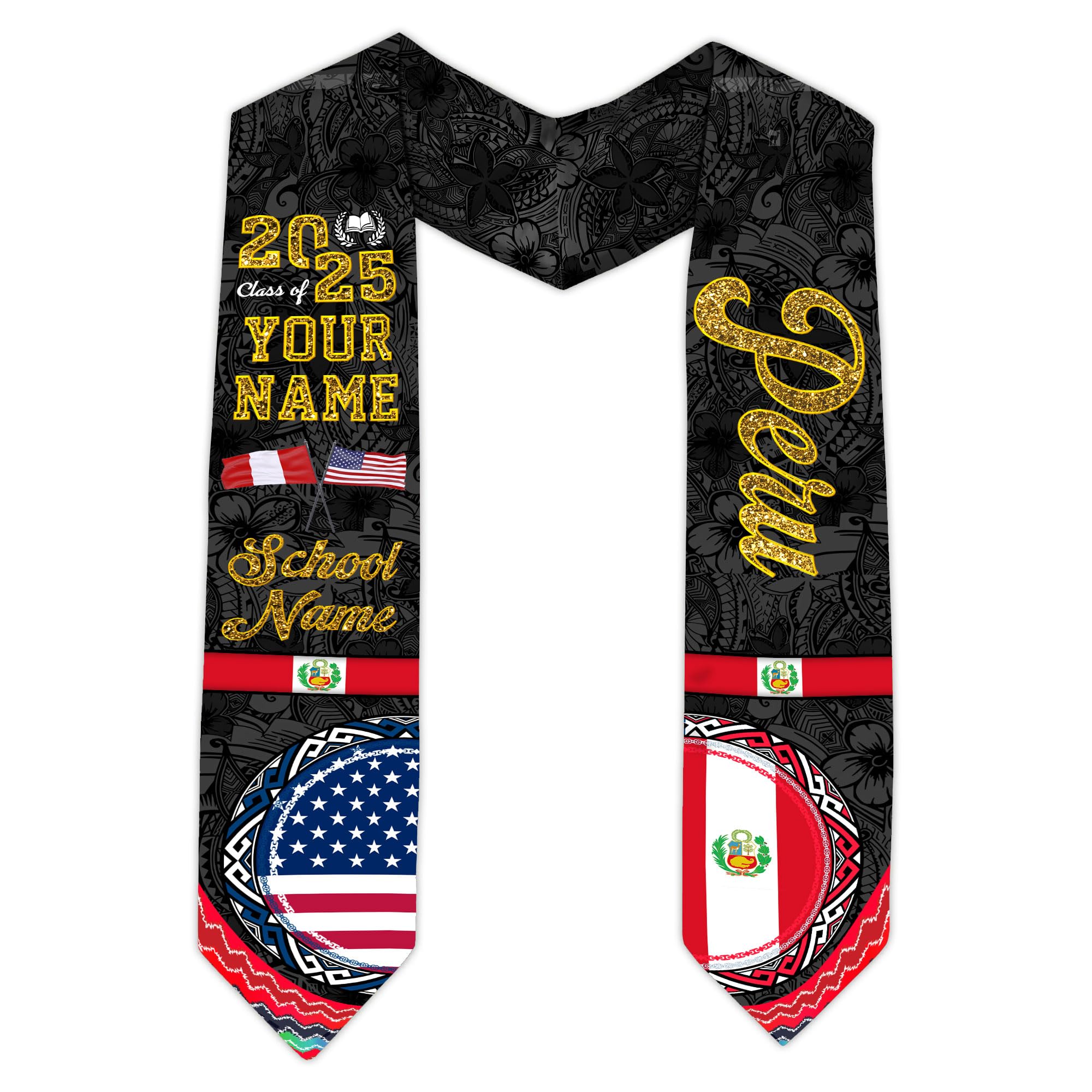 MonkeyVan Custom Peruvian Graduation Sash, Peru Graduation Stole, Peru Flag Stole Class Of 2025, Sashes For Graduations 2025 Peru 13