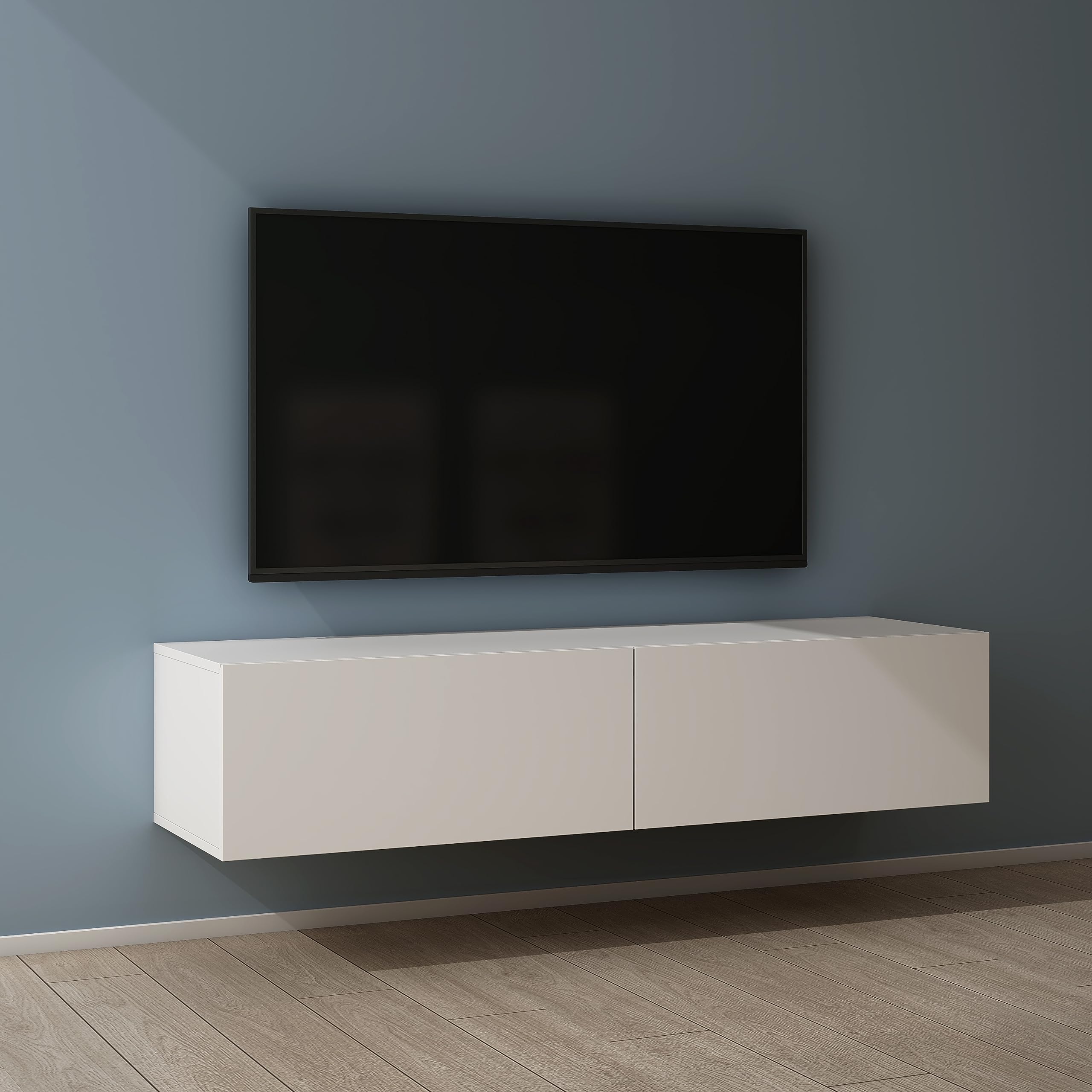 scaffale tv in matt white con 2 porte regolabili