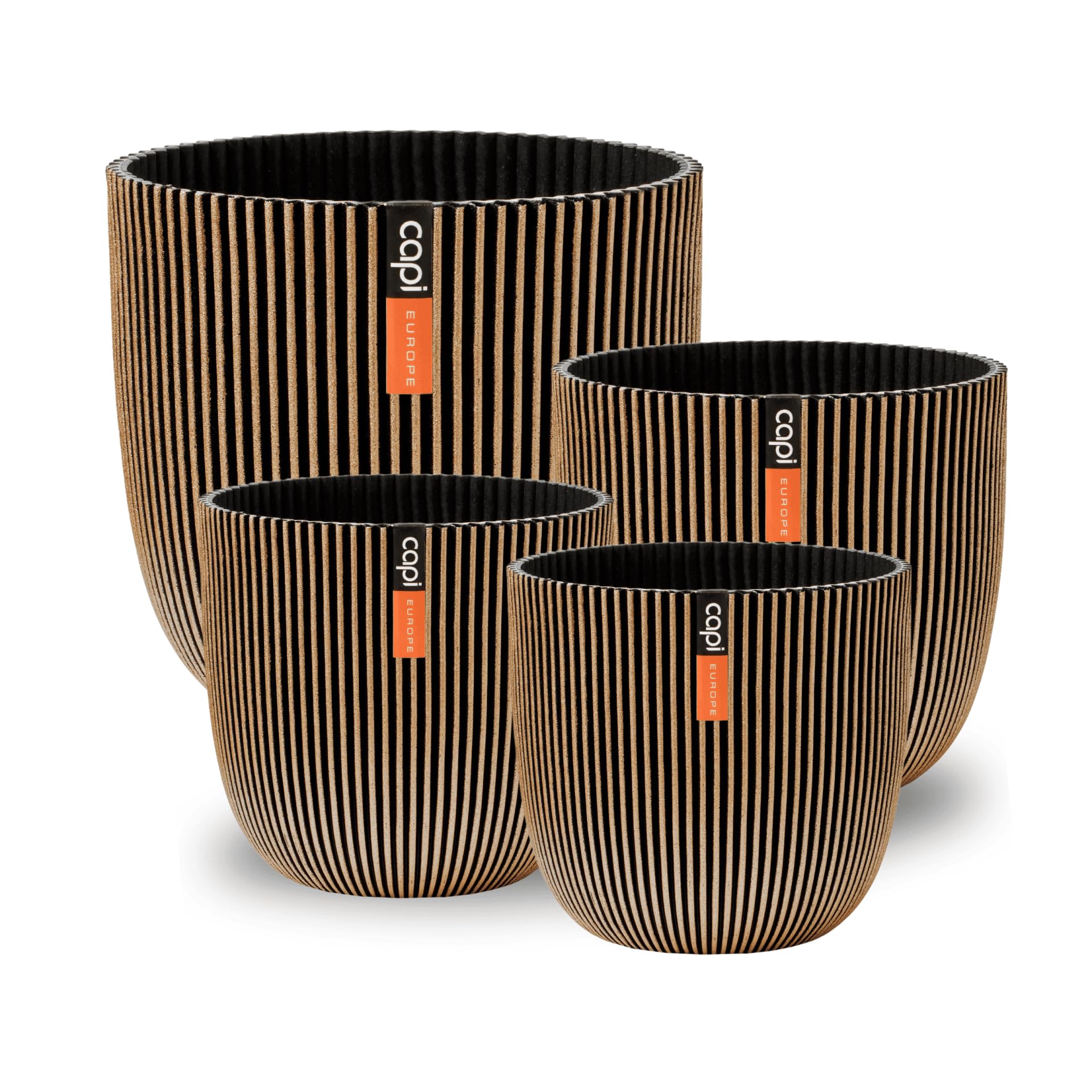 Capi Europe - Geschenkset Blumentopf Kugel Groove 'Made with' Gold - Set L - Blumentöpfe für drinnen und draußen - Hergestellt aus recycelten Materialien