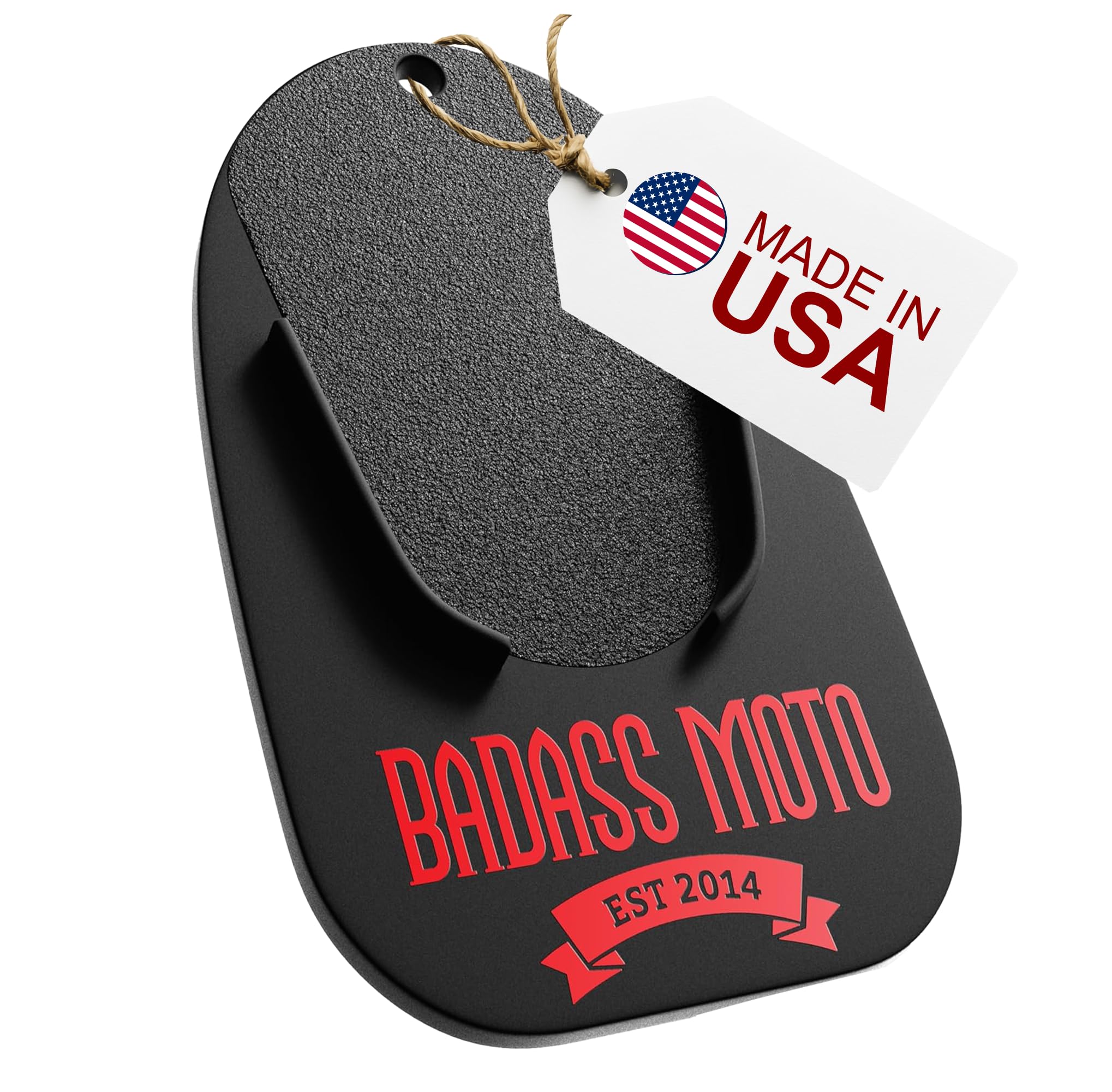 Badass Moto Motorcycle Kickstand Pad - Kick Stand Puck, Coaster Plate for Harley Davidson, Touring & Sport Bikes - Motorcycle Accessories for Grass, Dirt, Hot Pavement Parking Pad - USA Made, Black