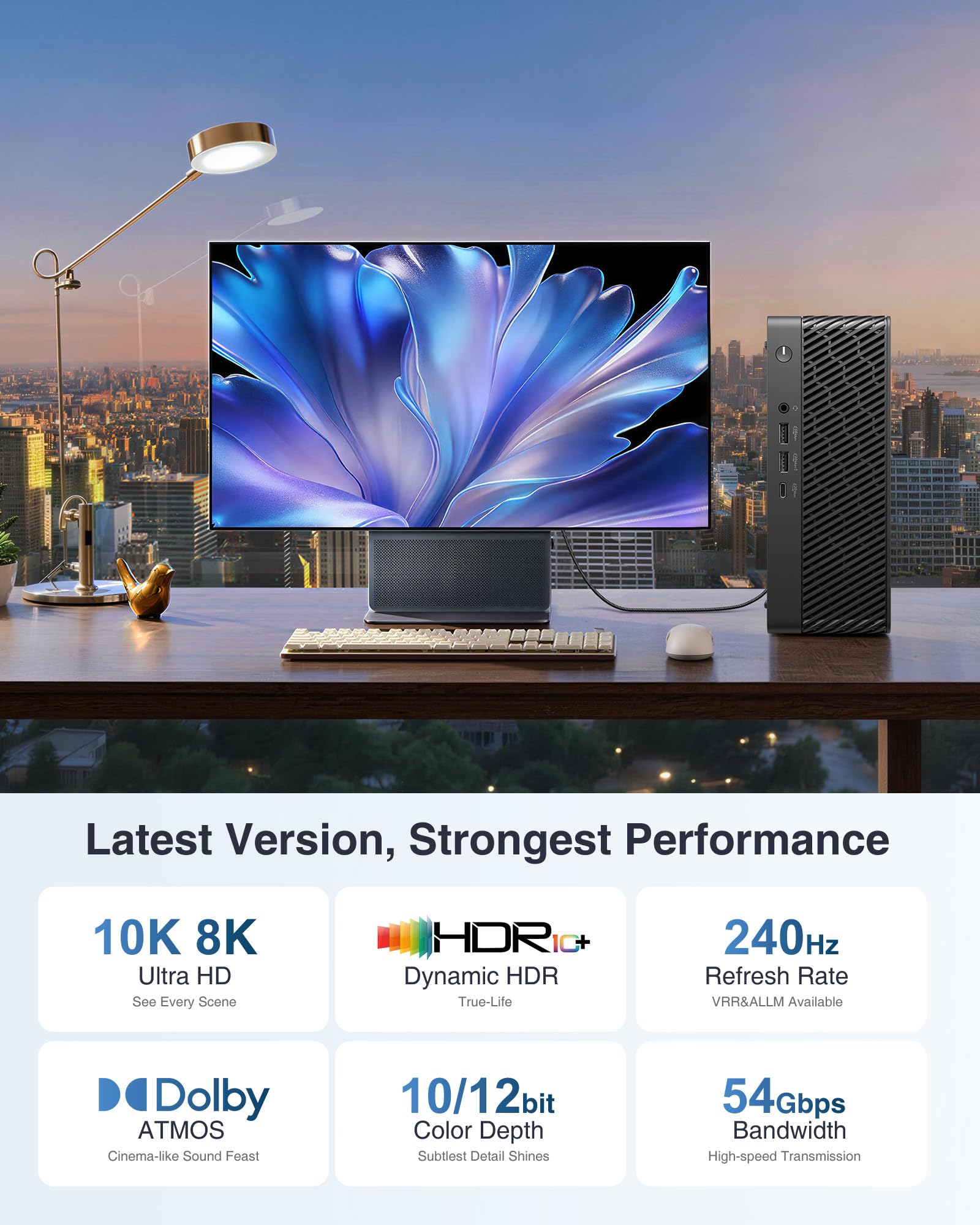 Ubluker 10K 8K 4K Câble DisplayPort 2.1 54Gbps 2M, Certifié Câble DP vers DP 4K 240Hz 165Hz 144Hz 120Hz 10K 8K 60Hz Nylon Tressé UHBR HDCP2.3 FreeSync G-Sync RTX5090 Moniteur Projecteur PC