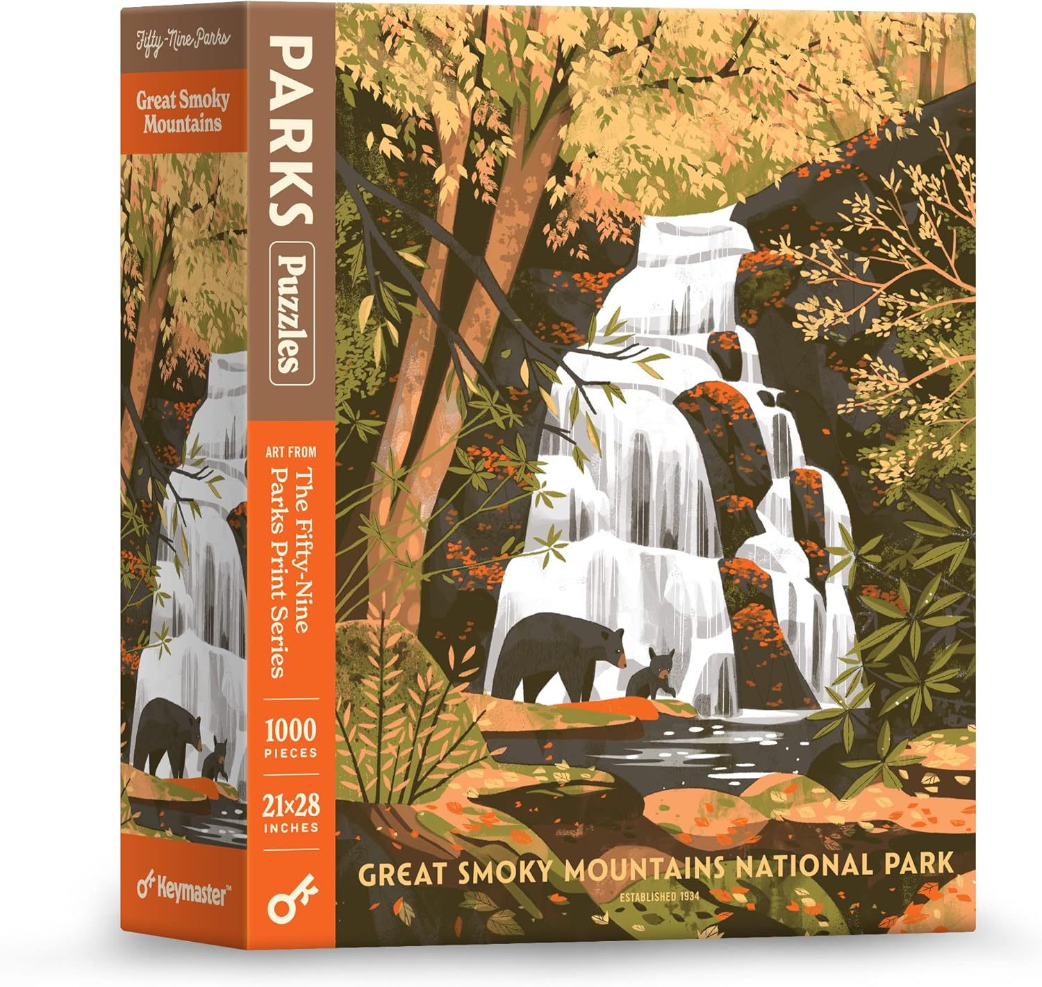 Parks Puzzles by Keymaster Games in Collaboration with Fifty-Nine Parks Print Series Celebrating The US National Parks (Great Smoky Mountain)