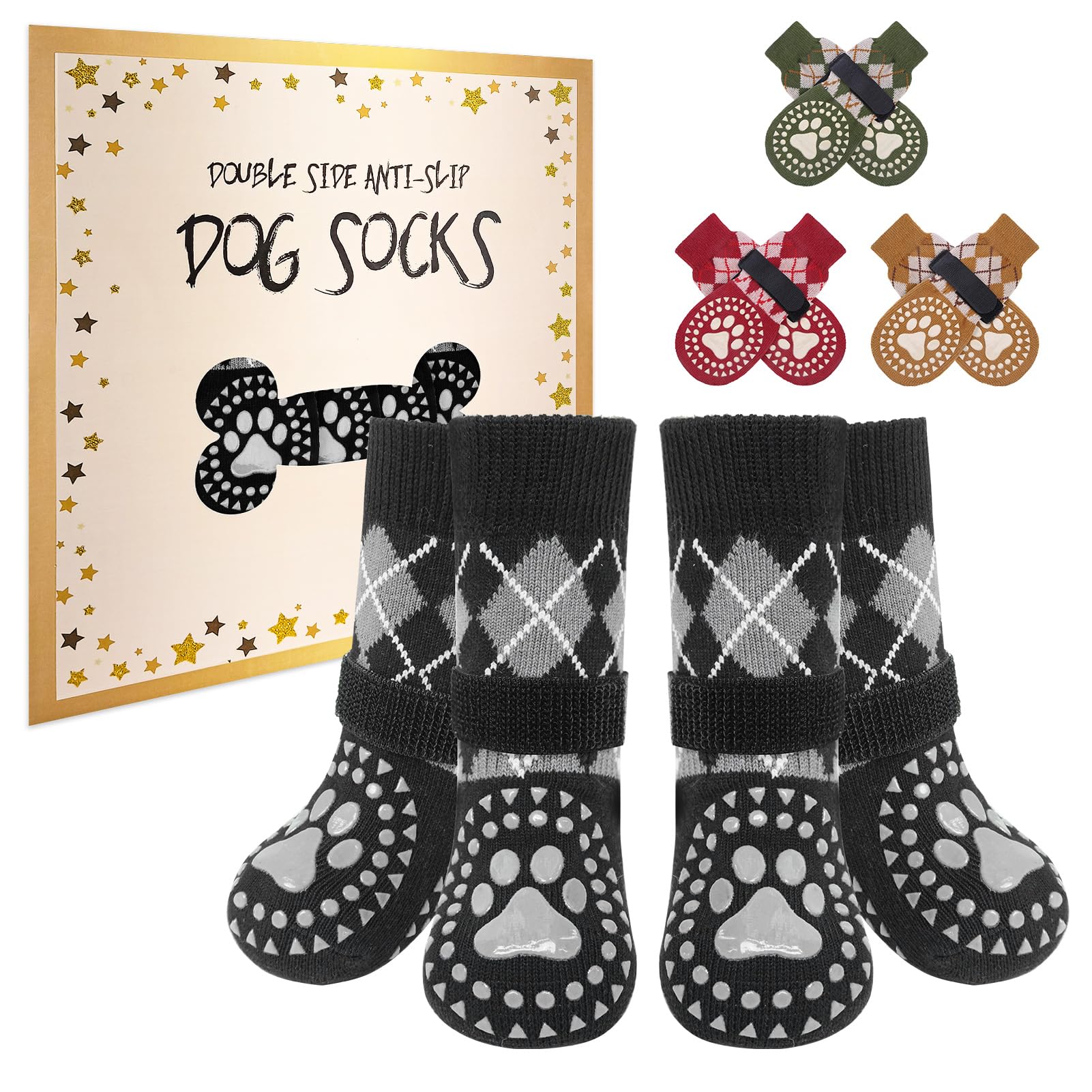 BEAUTYZOO Dog Socks for Hot/Cold Pavement to Prevent Licking Paws,Anti Slip Grippy Dog Boots&Paw Protectors for Hardwood Floors,Traction Control Shoes