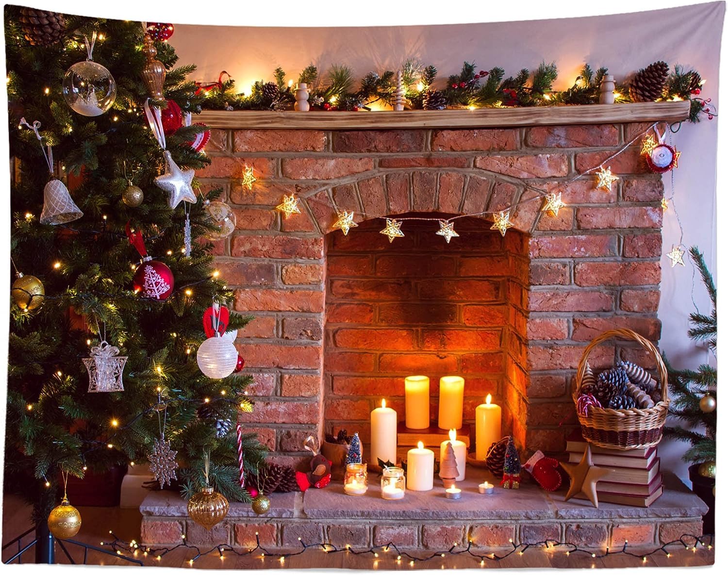 Generisch Wandteppich Weihnachten Wandtuch Weihnachten, Wandteppiche 240x260 cm Tapisserie Wandbehang Stoff Wanddeko für Wohnzimmer Schlafzimmer Wohnheim B-3311