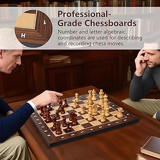 Wooden Chess Board 16 Inch - Professional Tournament Chessboard Only, Premium Wood Board Game with Notation, Scratch-Resistant UV Coating, Portable Table Chess Board No Pieces with Gift Package