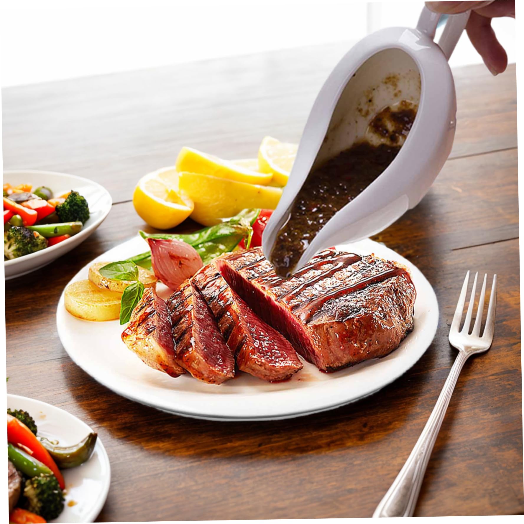 Salsiera con piattino Set salsiera in ceramica da 200 ml con cucchiaio e vassoio, stoviglie con beccuccio antigoccia per salse, condimenti per insalata, Ringraziamento, Halloween