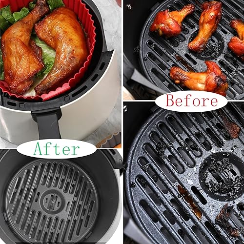 Miniatura 5 de Somoga Forros de silicona para freidora de aire para 3 a 5 cuartos de galón, paquete de 2 forros de silicona reutilizables para freidora de aire,